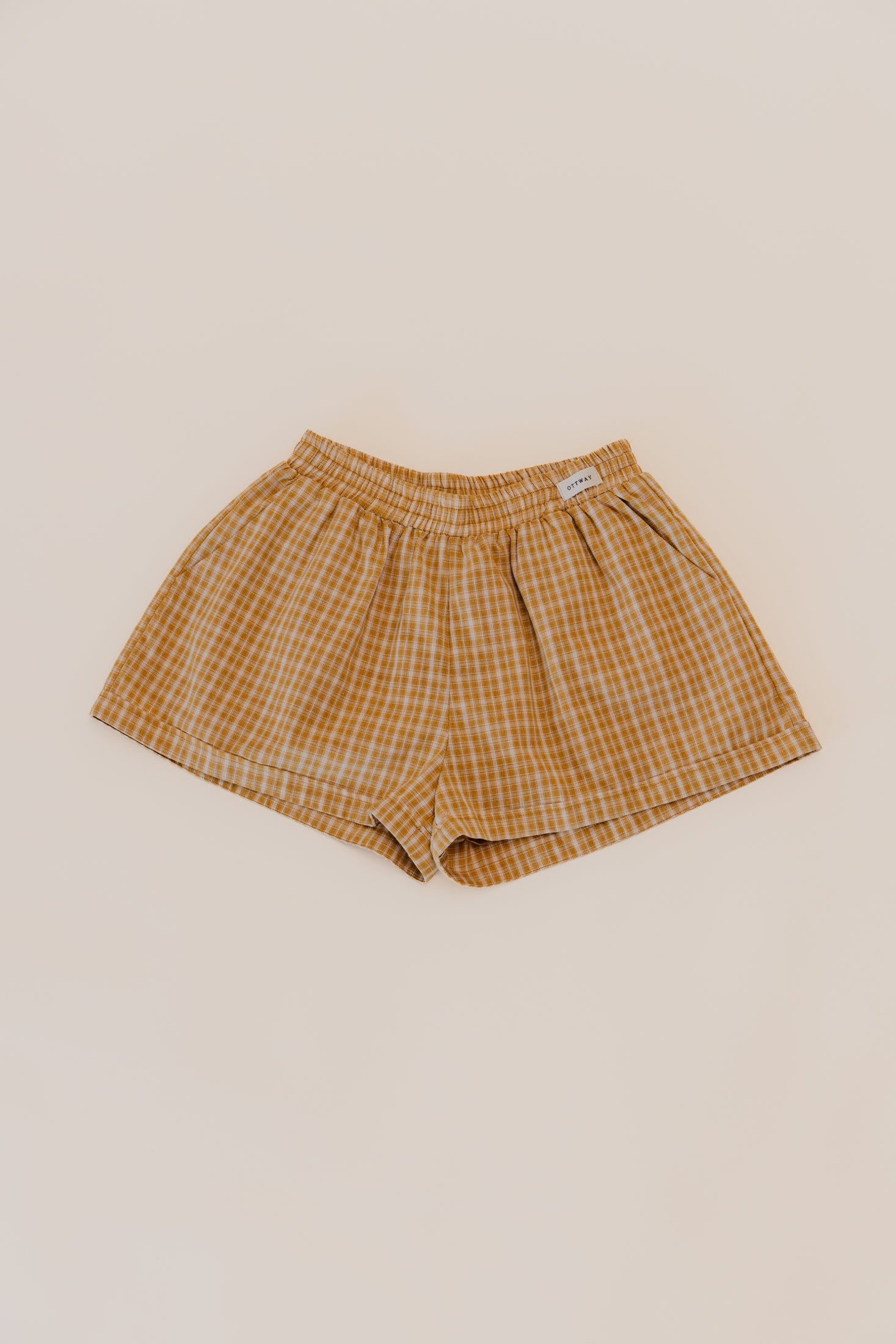 Willow - Soft Mustard Checked Shorts
