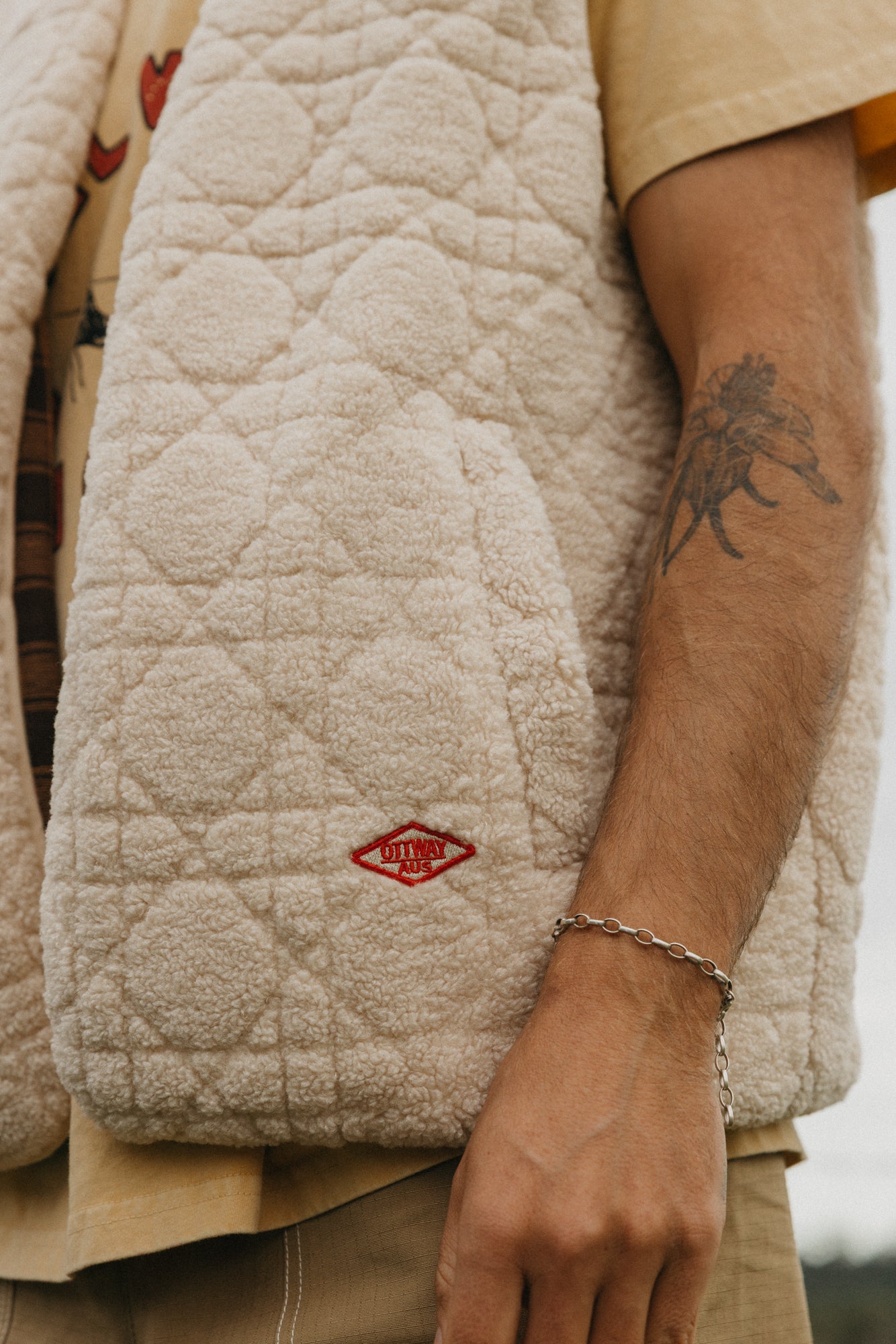 Nomad Sherpa Reversible Checked Vest - Cream