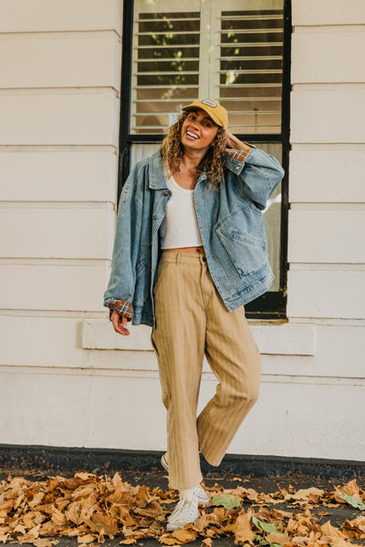 Ben Roy - Unisex Baggy Pleated Pants - Light Brown