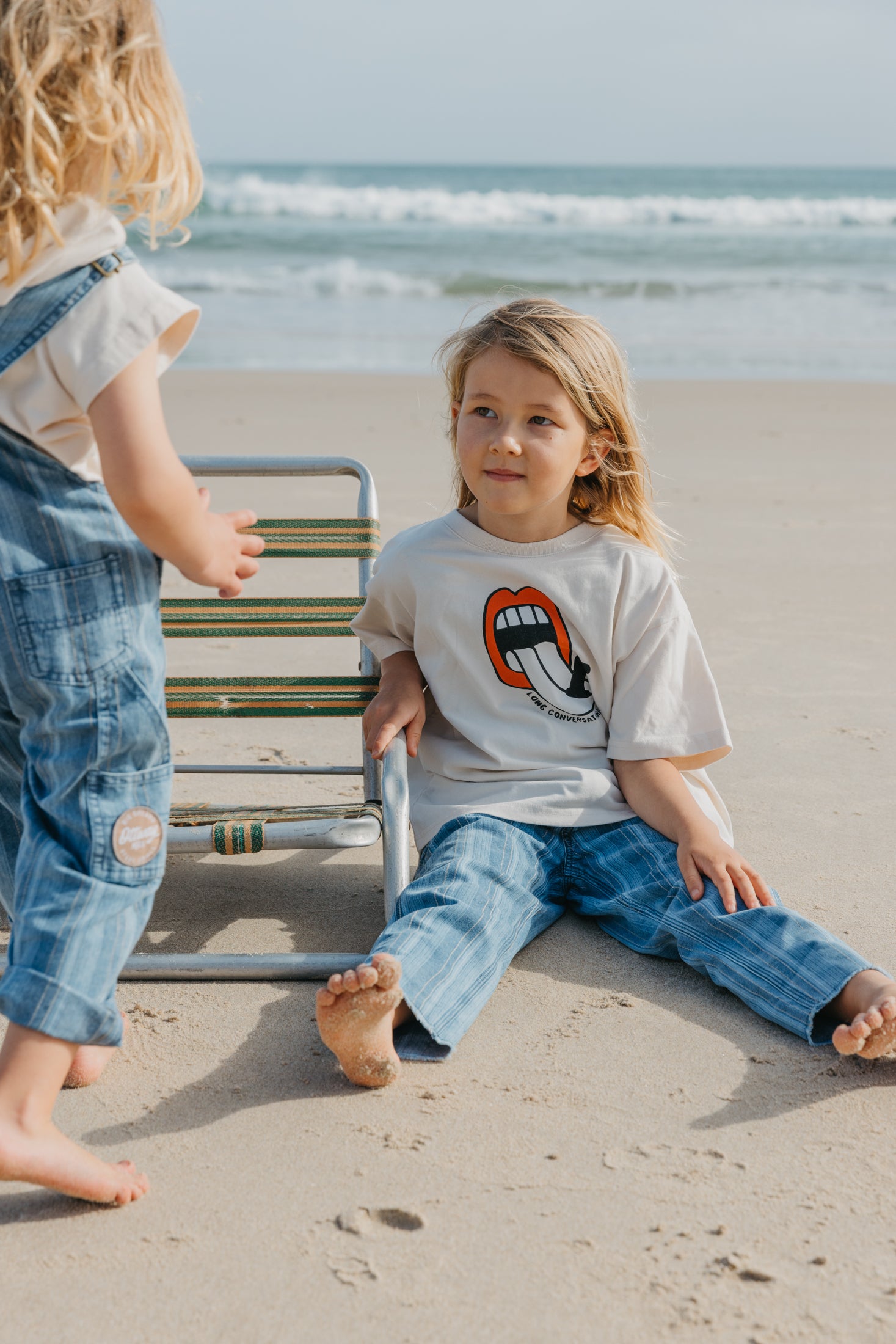 Lazy Waves Off-White T-Shirt - Kids