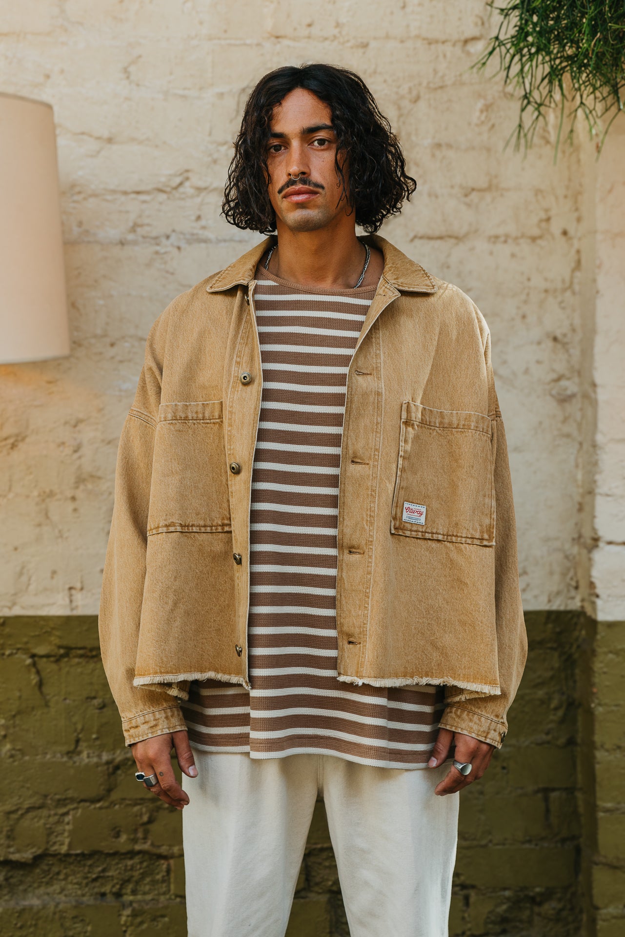 Nolan Striped Long Sleeve T-shirt - Brown and Cream