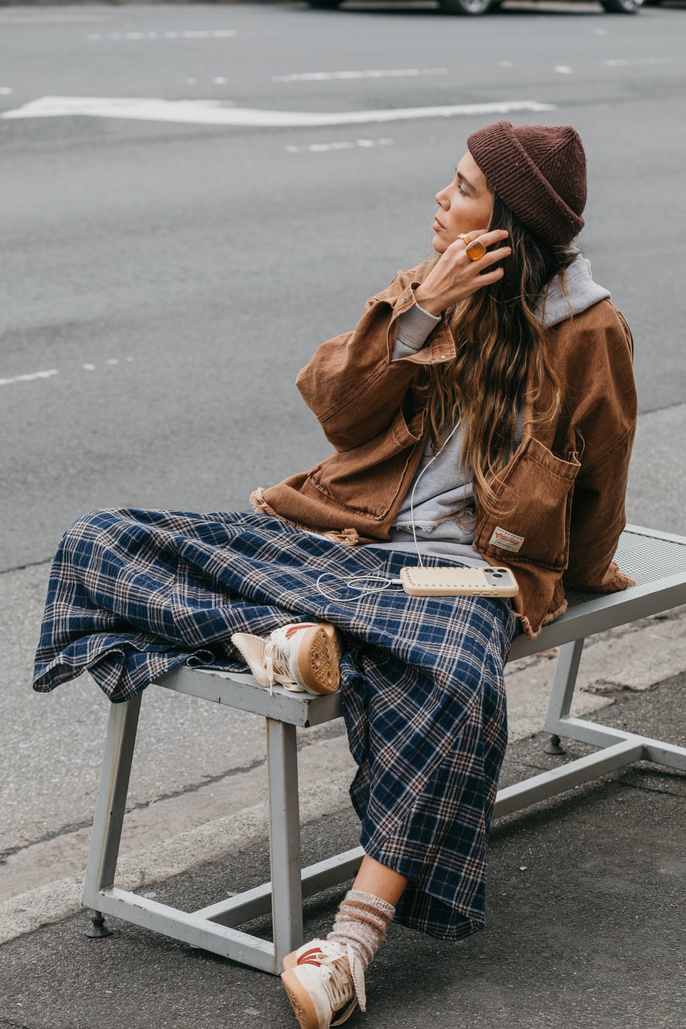 Keira Plaid Maxi Skirt - Dark Blue