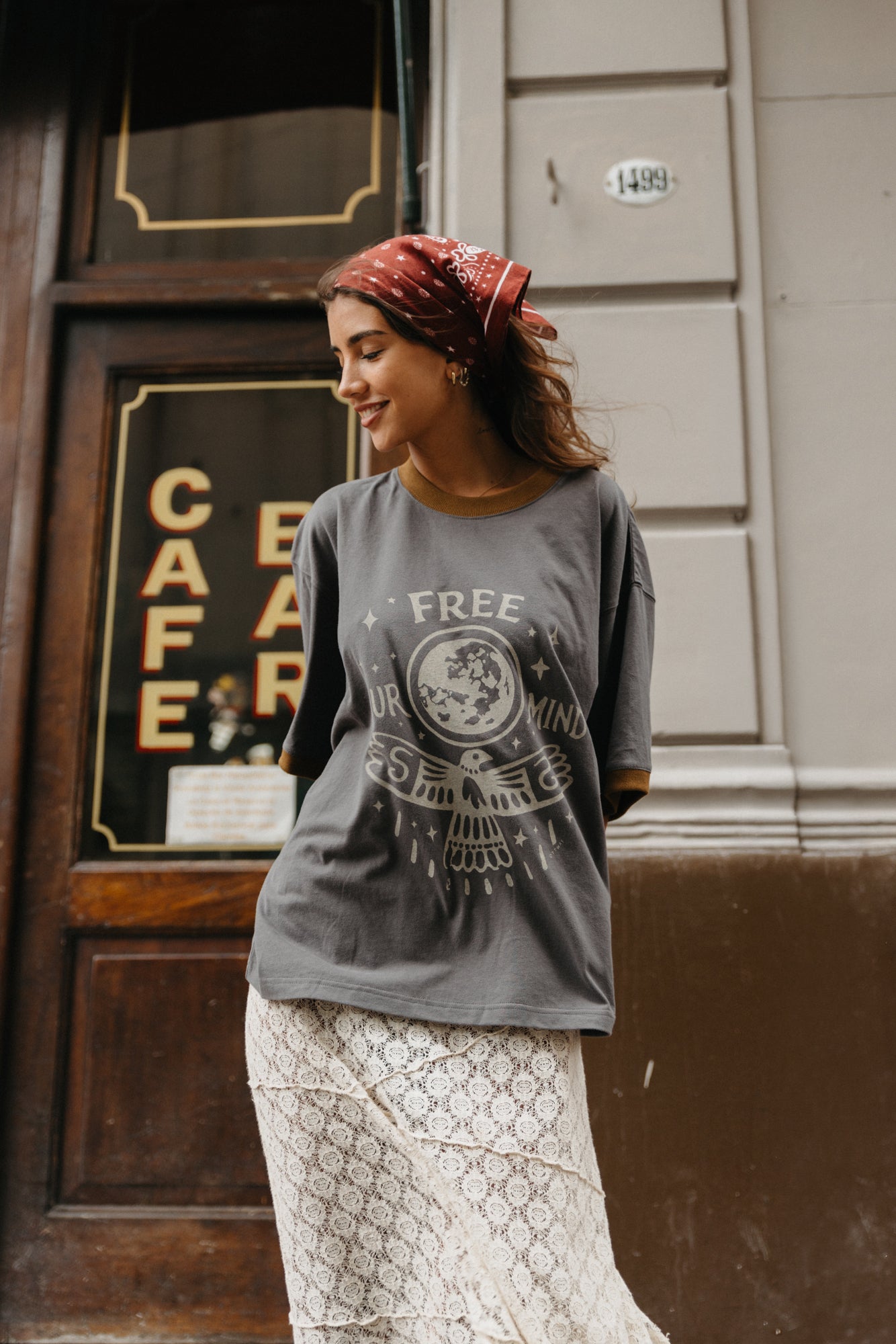 Free Your Mind Oversized T-Shirt - Washed Black
