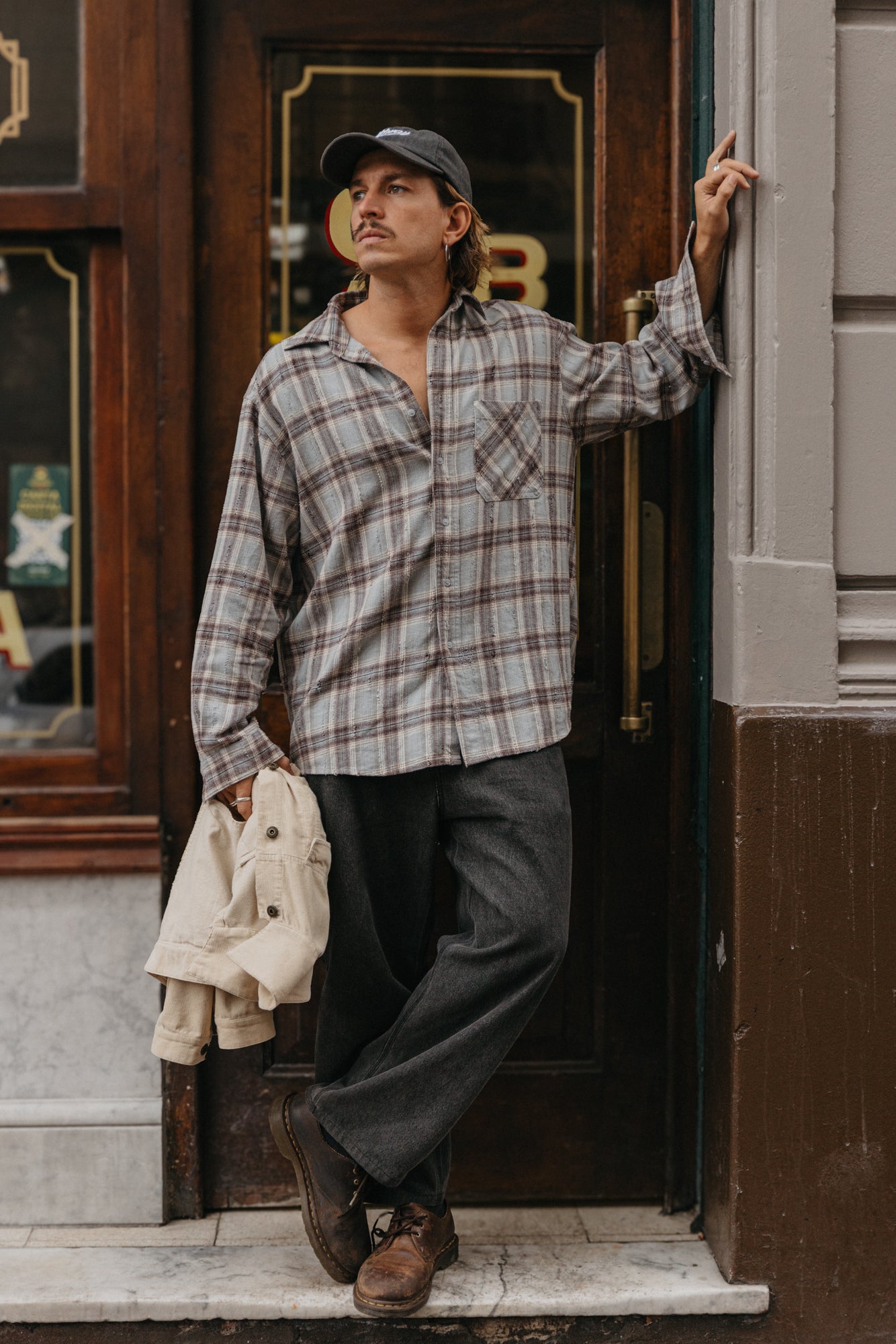 Evans Plaid Shirt - Distressed Blue Grey