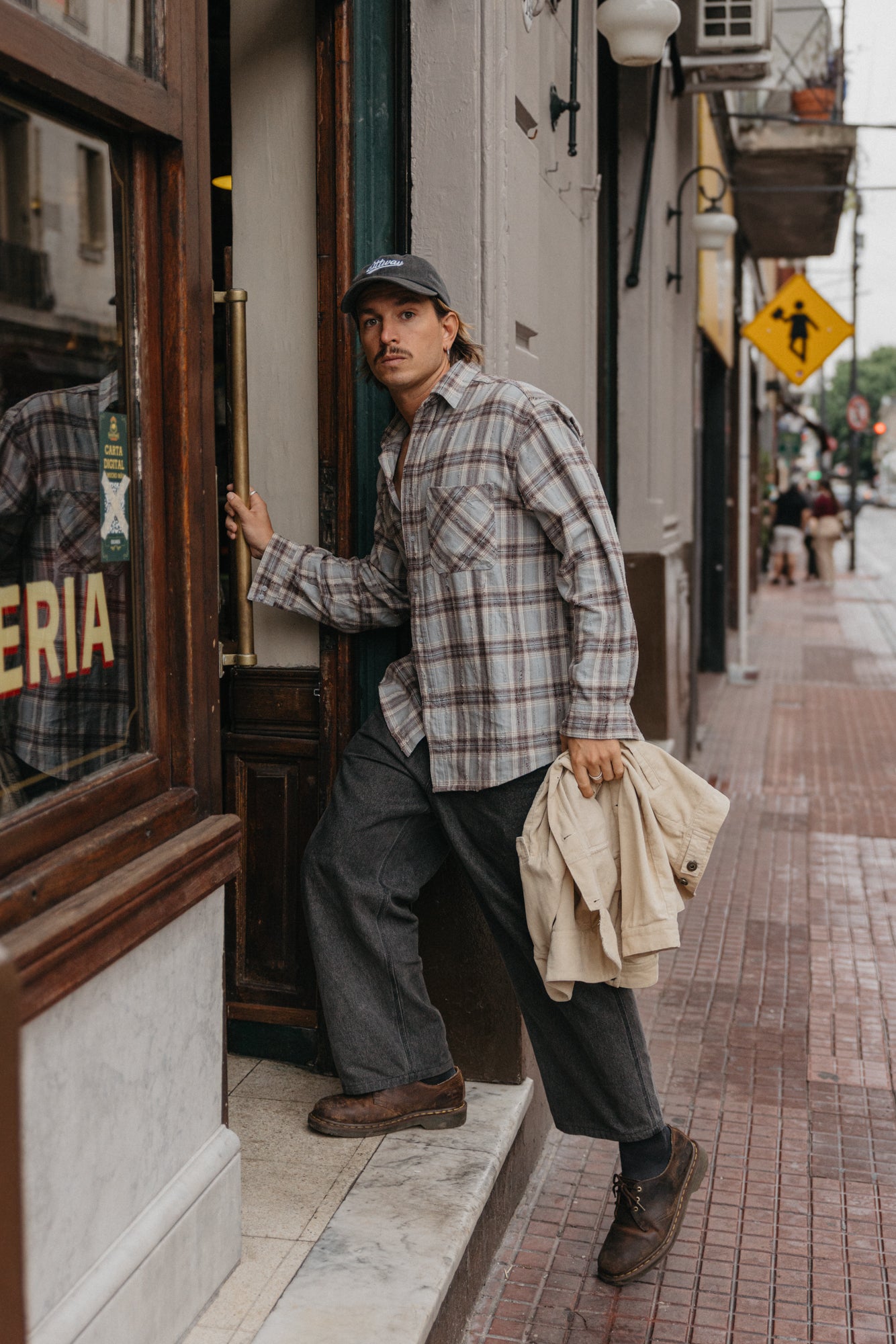 Evans Plaid Shirt - Distressed Blue Grey