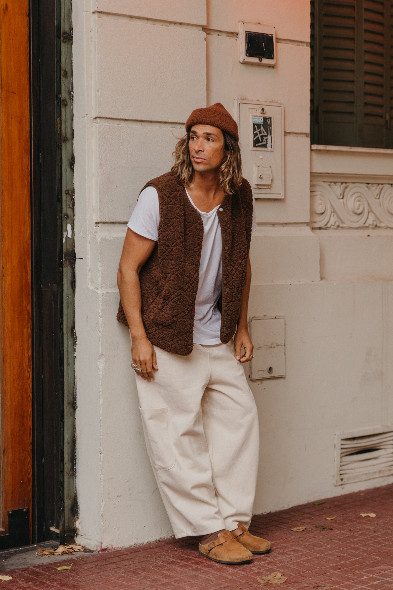 Nomad Sherpa Reversible Checked Vest - Brown