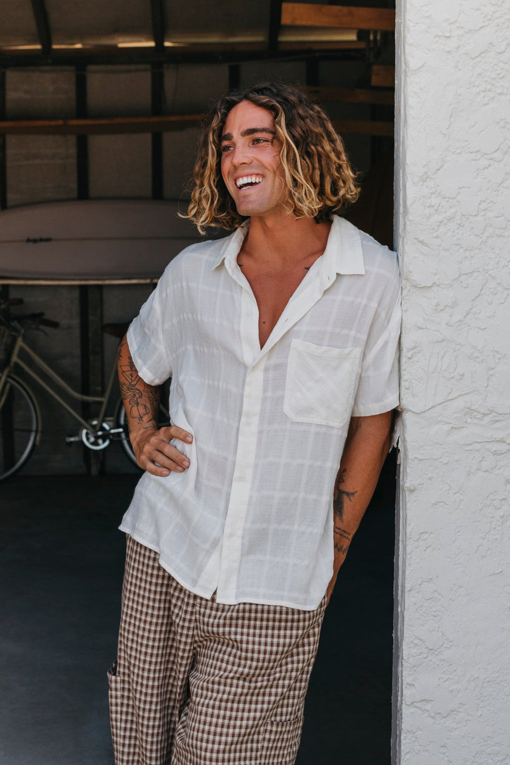 Seabreeze - White Plaid Short Sleeve Shirt