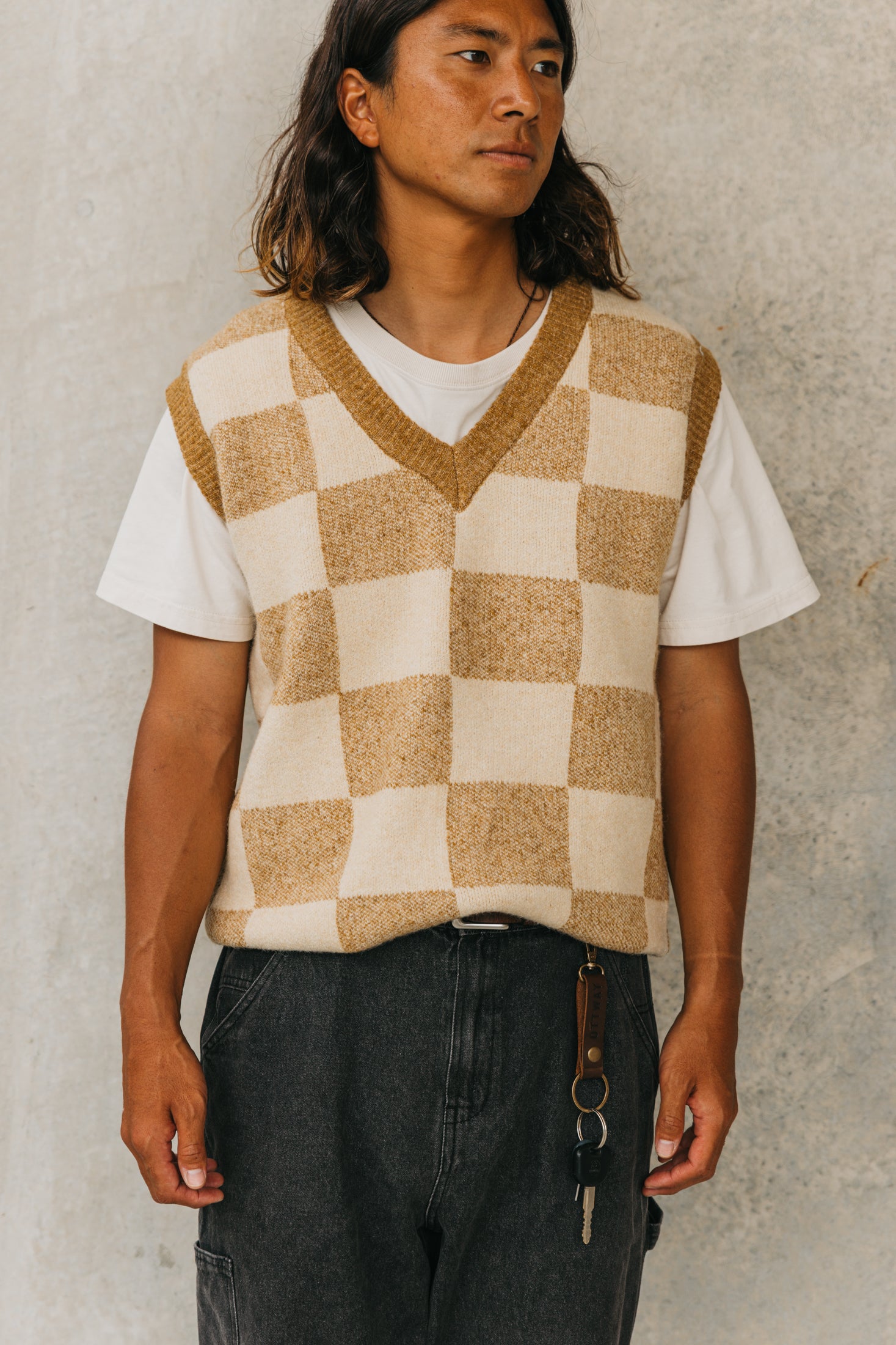 アーチー - ブラウンチェック柄ベスト