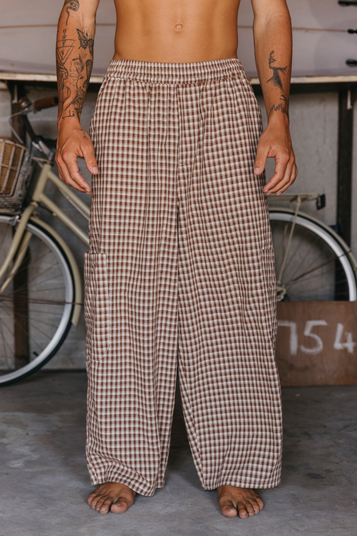 Chef Ottway Pants - Brown and Cream Plaid