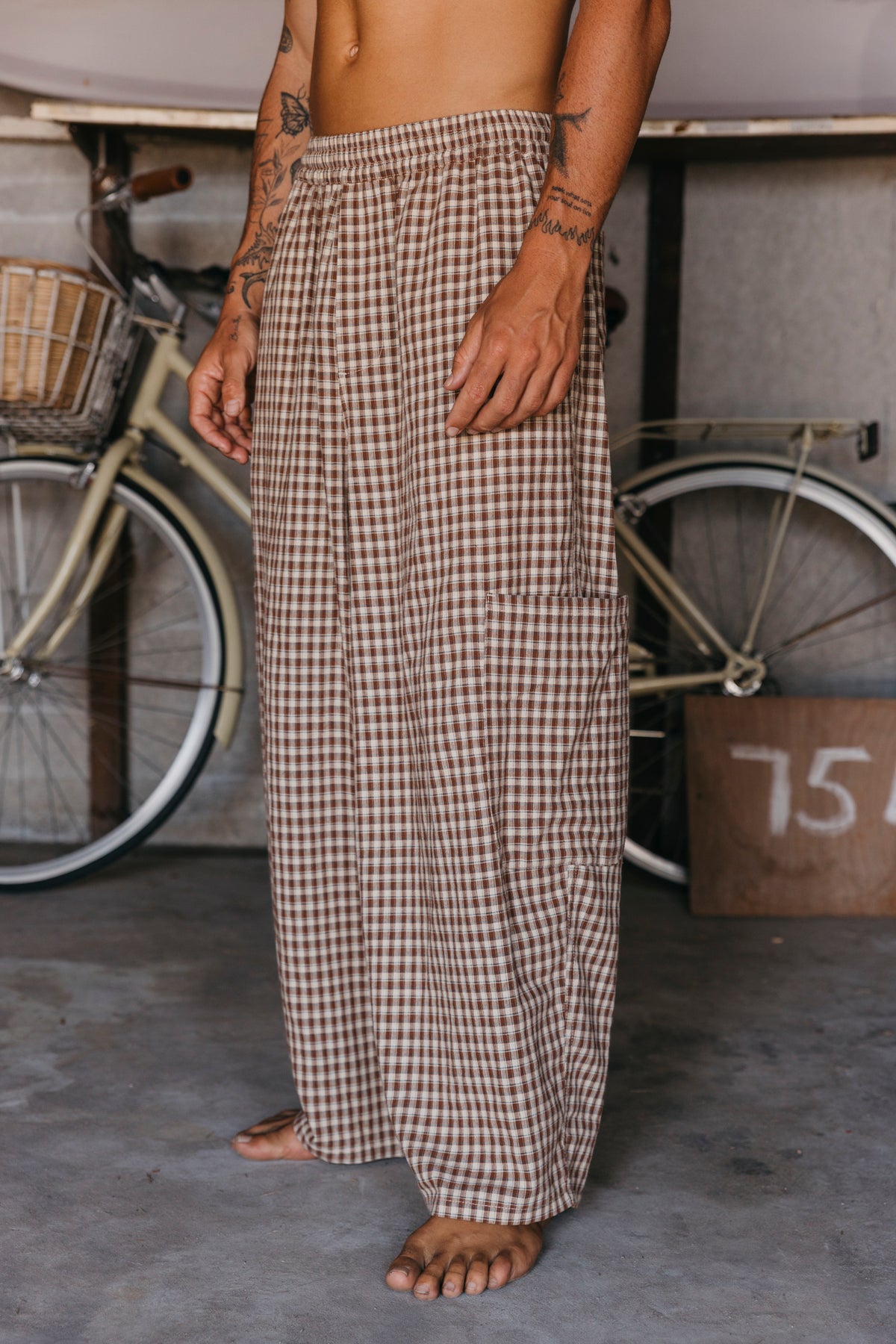 Chef Ottway Pants - Brown and Cream Plaid