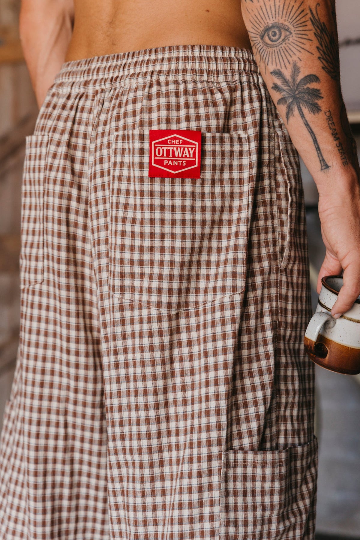 Chef Ottway Pants - Brown and Cream Plaid