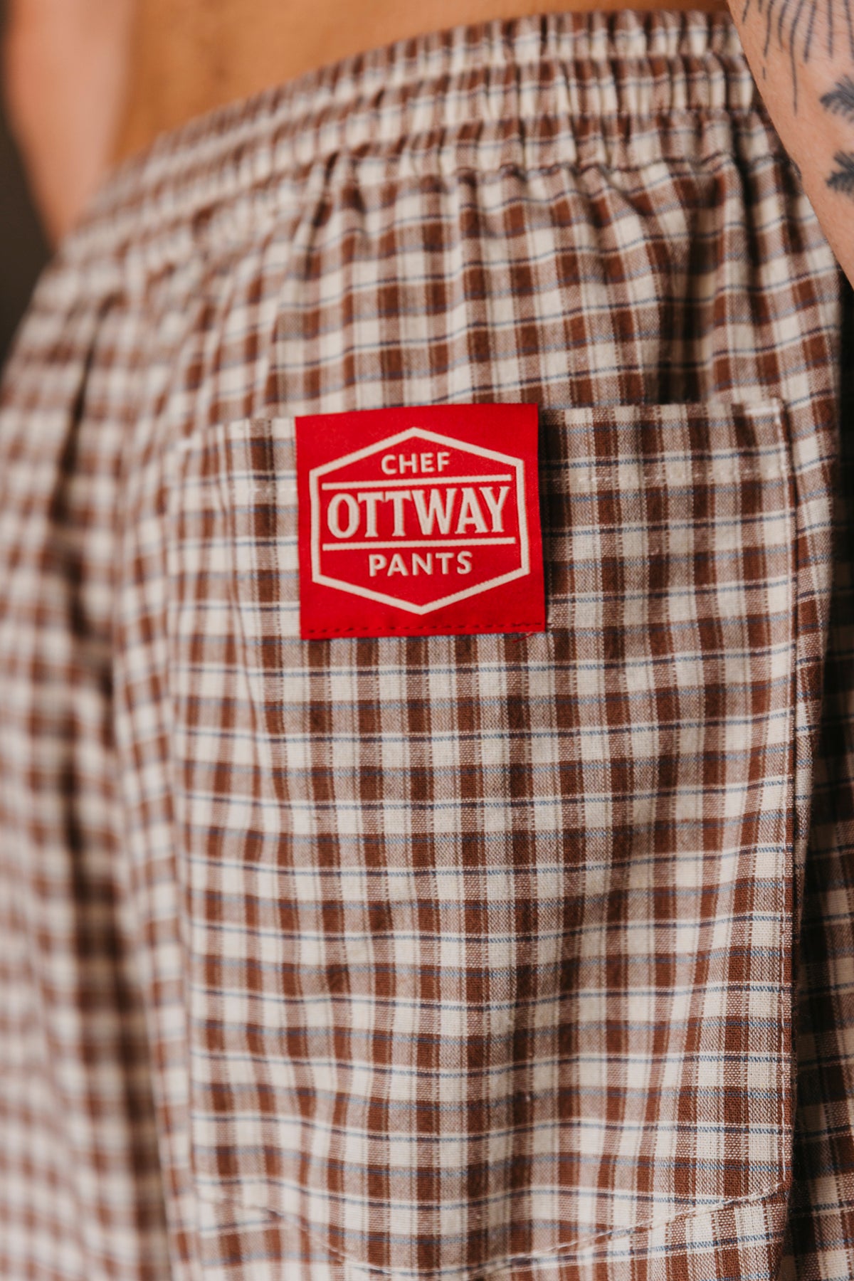 Chef Ottway Pants - Brown and Cream Plaid