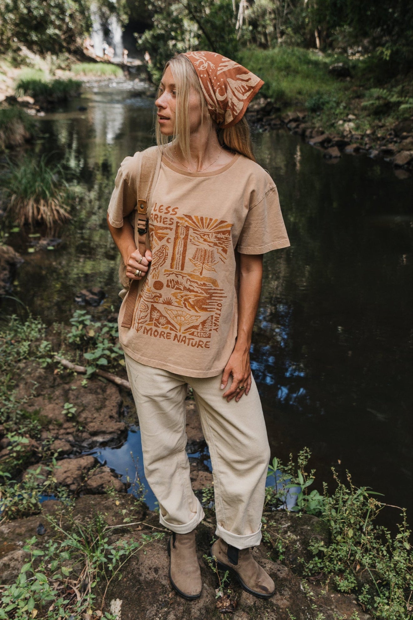 Less Worries More Nature Rayco Unisex T-Shirt - Rust