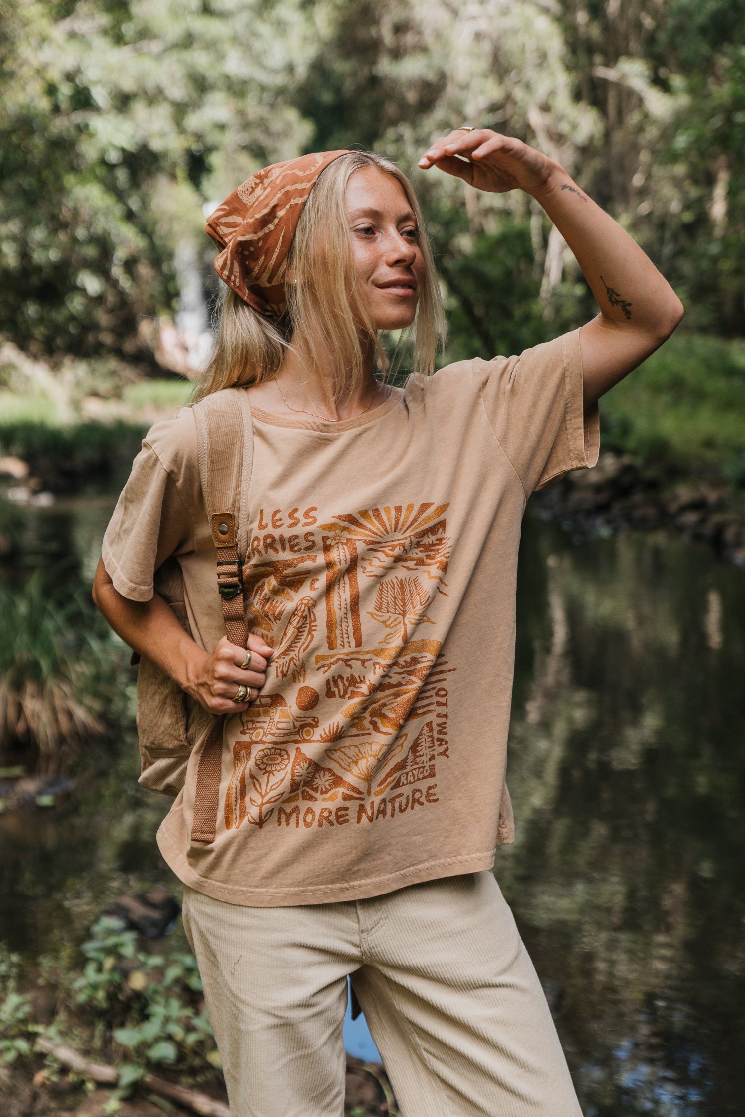 Less Worries More Nature Rayco Unisex T-Shirt - Rust