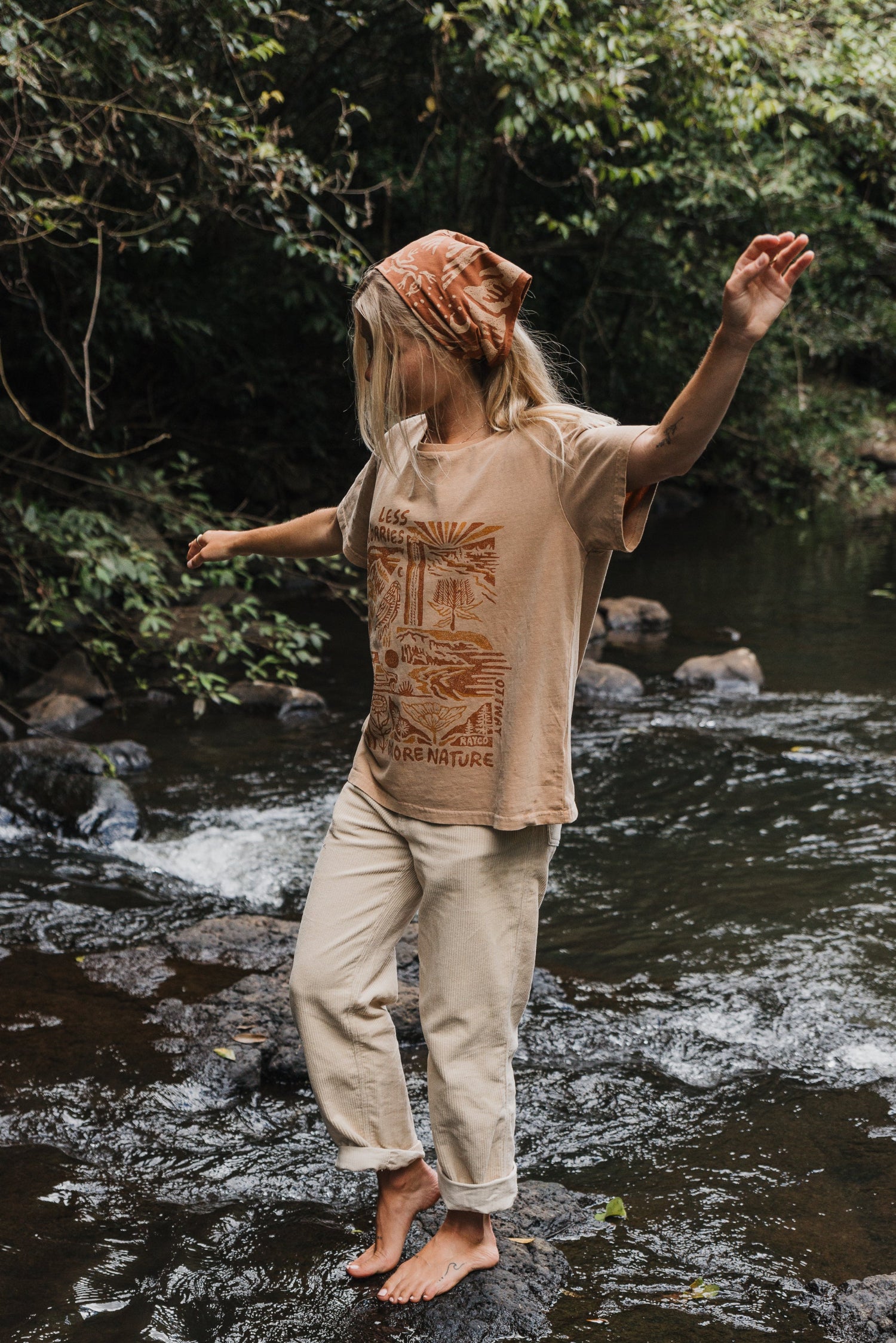 Less Worries More Nature Rayco Unisex T-Shirt - Rust