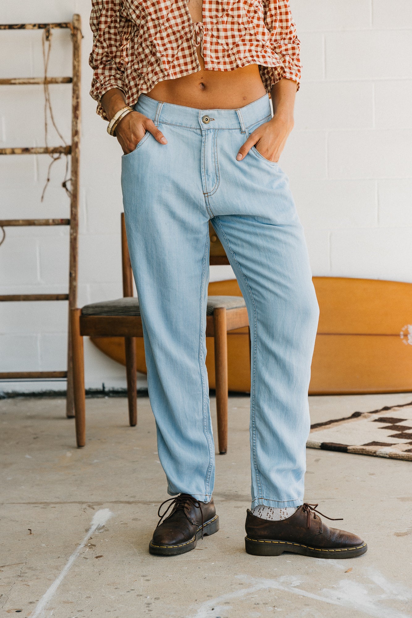 Miller - Unisex Textured Pants - Light Denim
