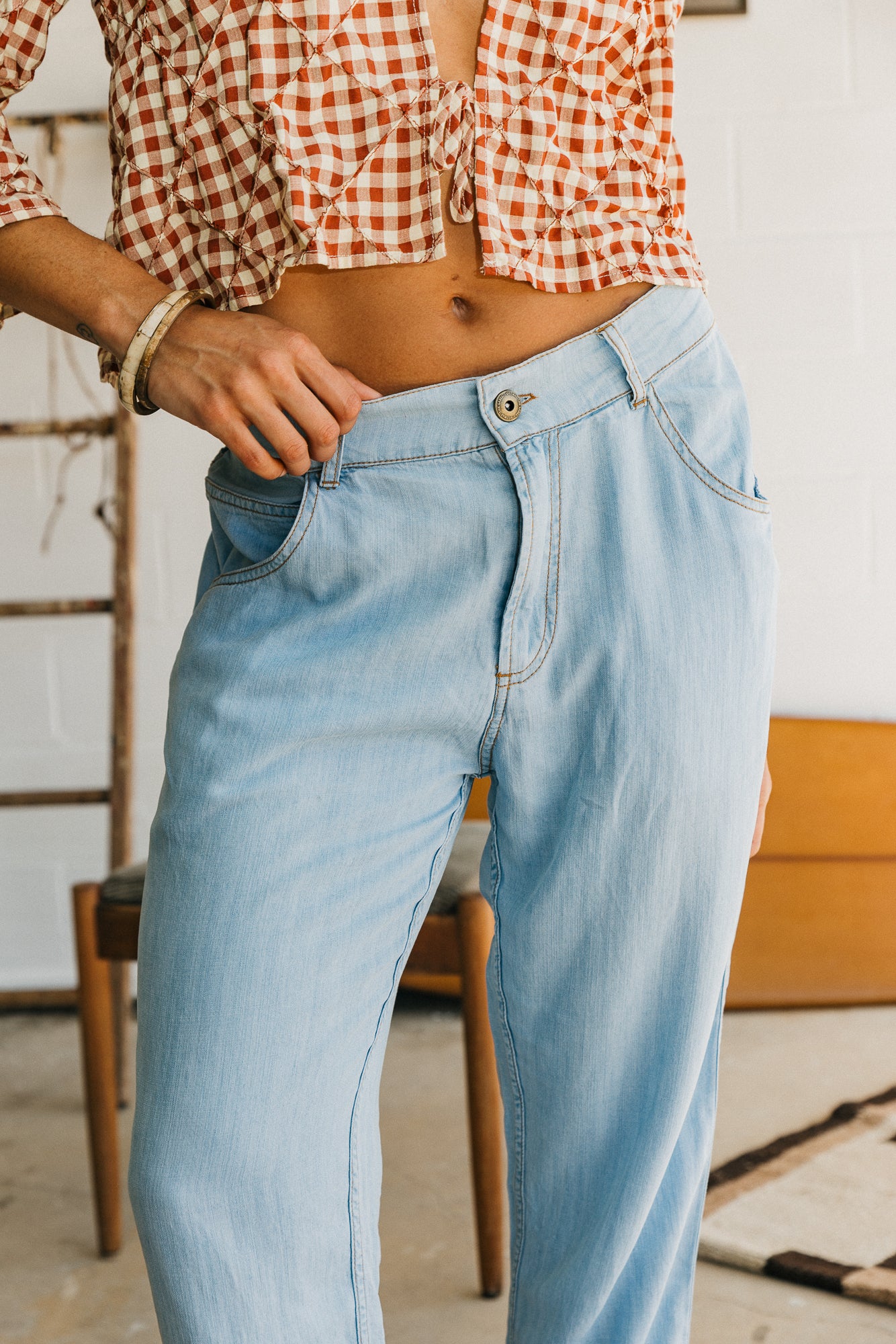 Miller - Unisex Textured Pants - Light Denim