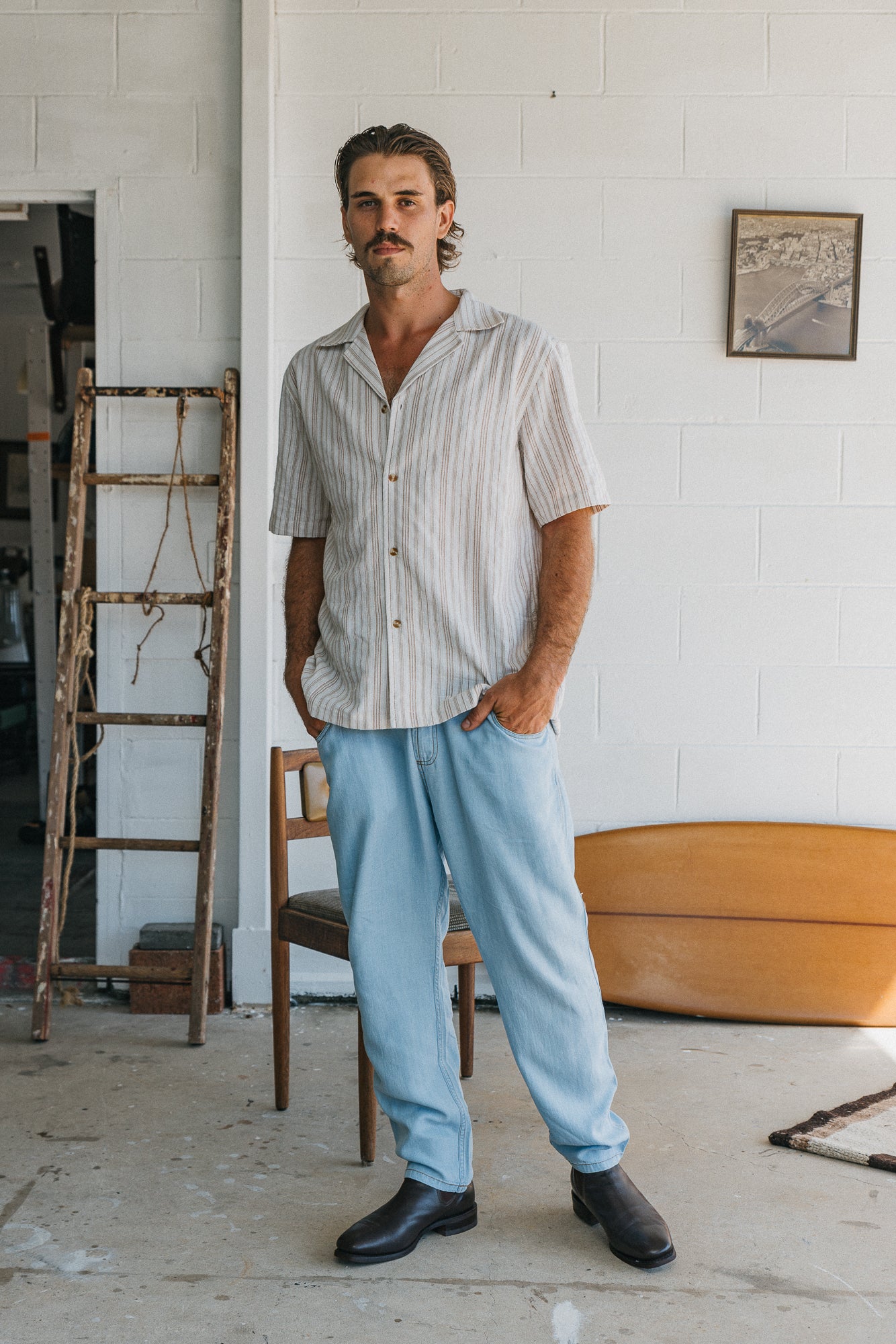 Bailey - Textured Striped Short Sleeve Shirt