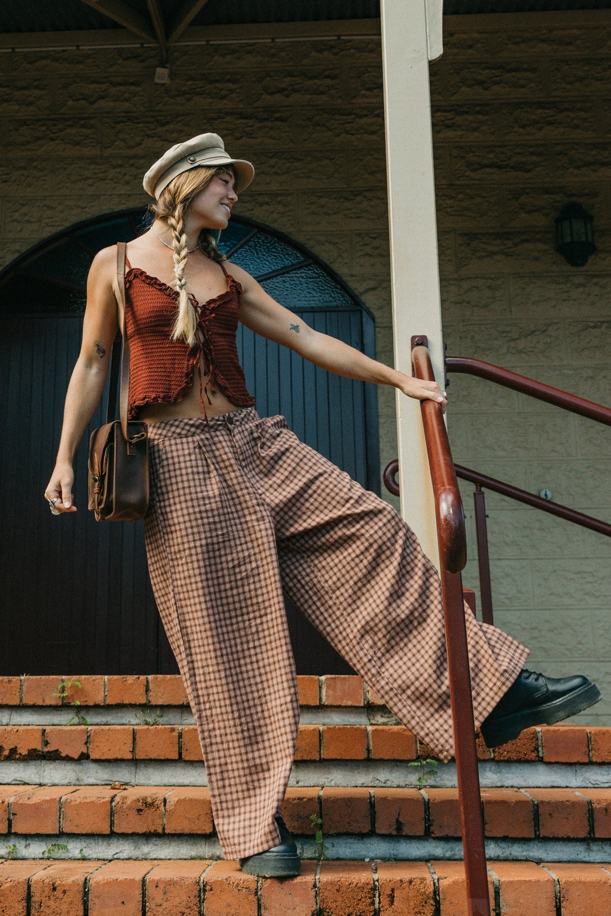 Marlow - Brown Plaid Pants