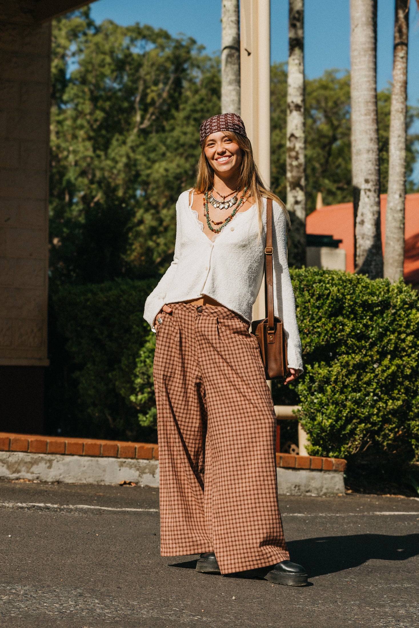 Marlow - Brown Plaid Pants
