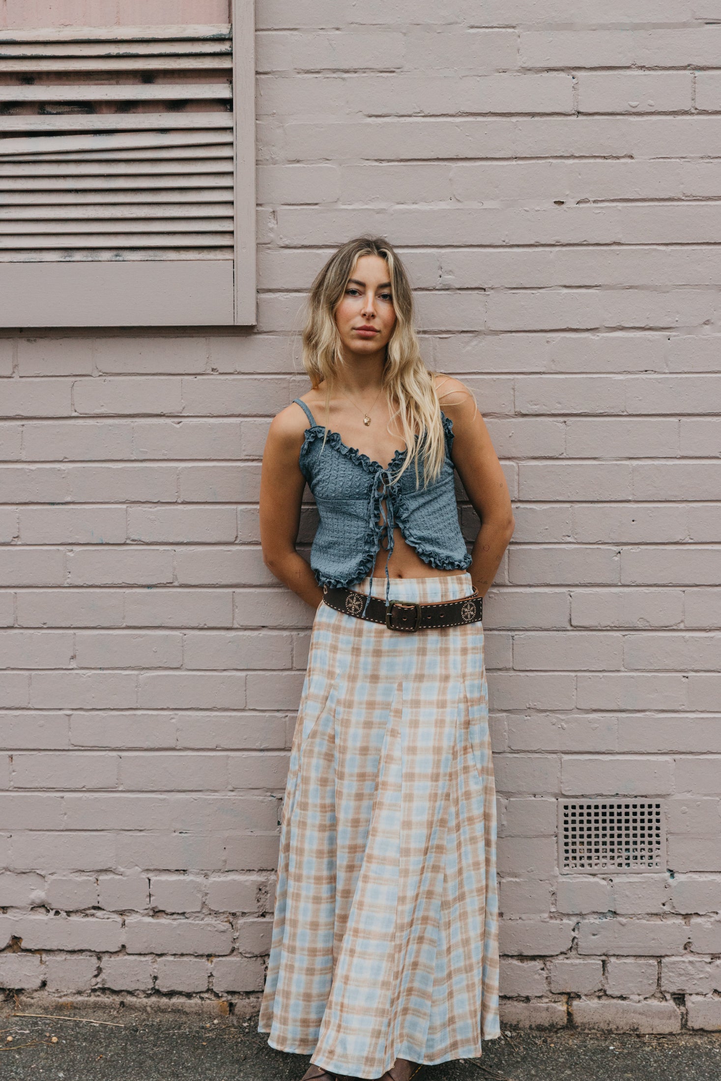 Alba - Blue Tie-Front Cami Top