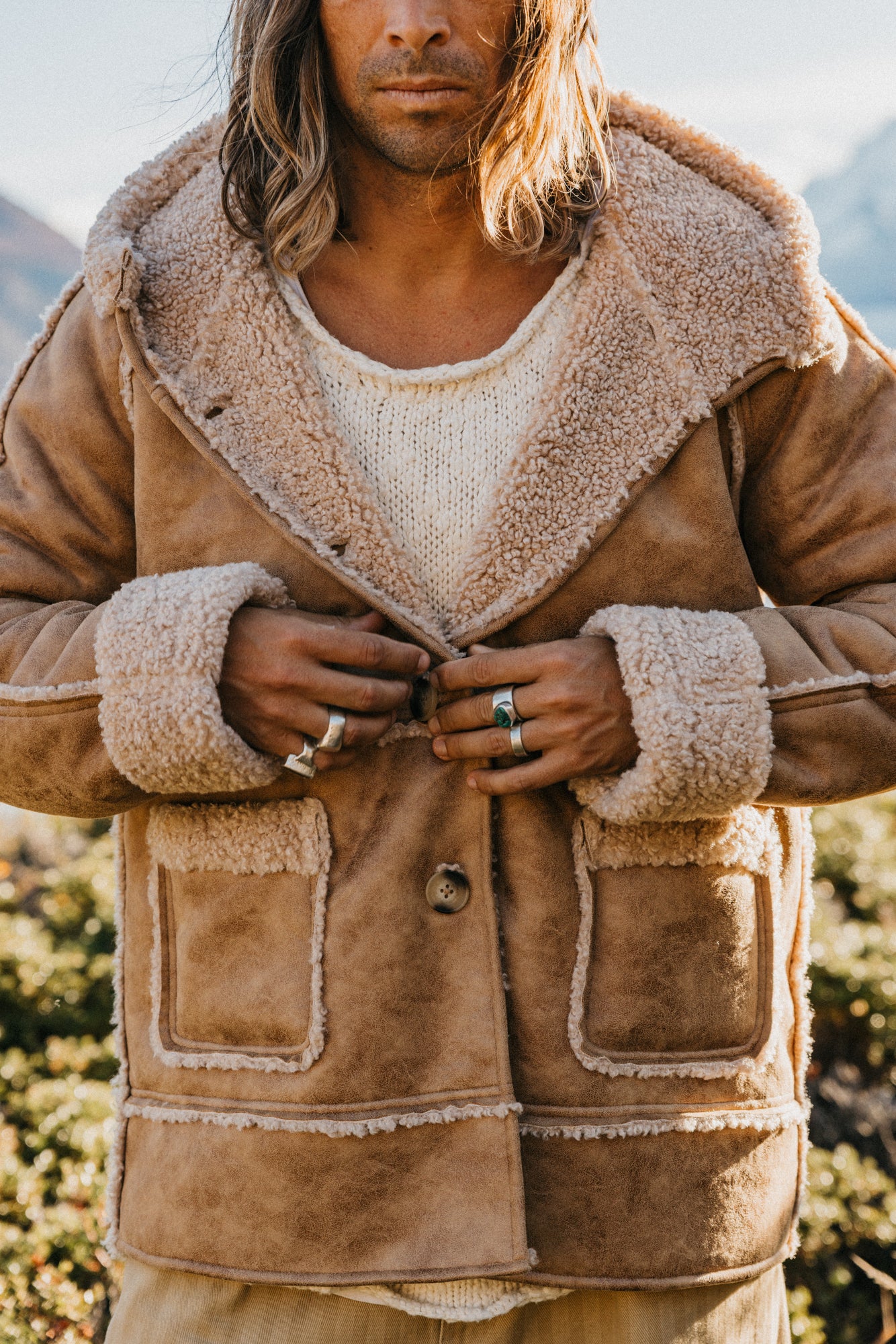 Wildway Sherpa Suede Jacket - Light Brown