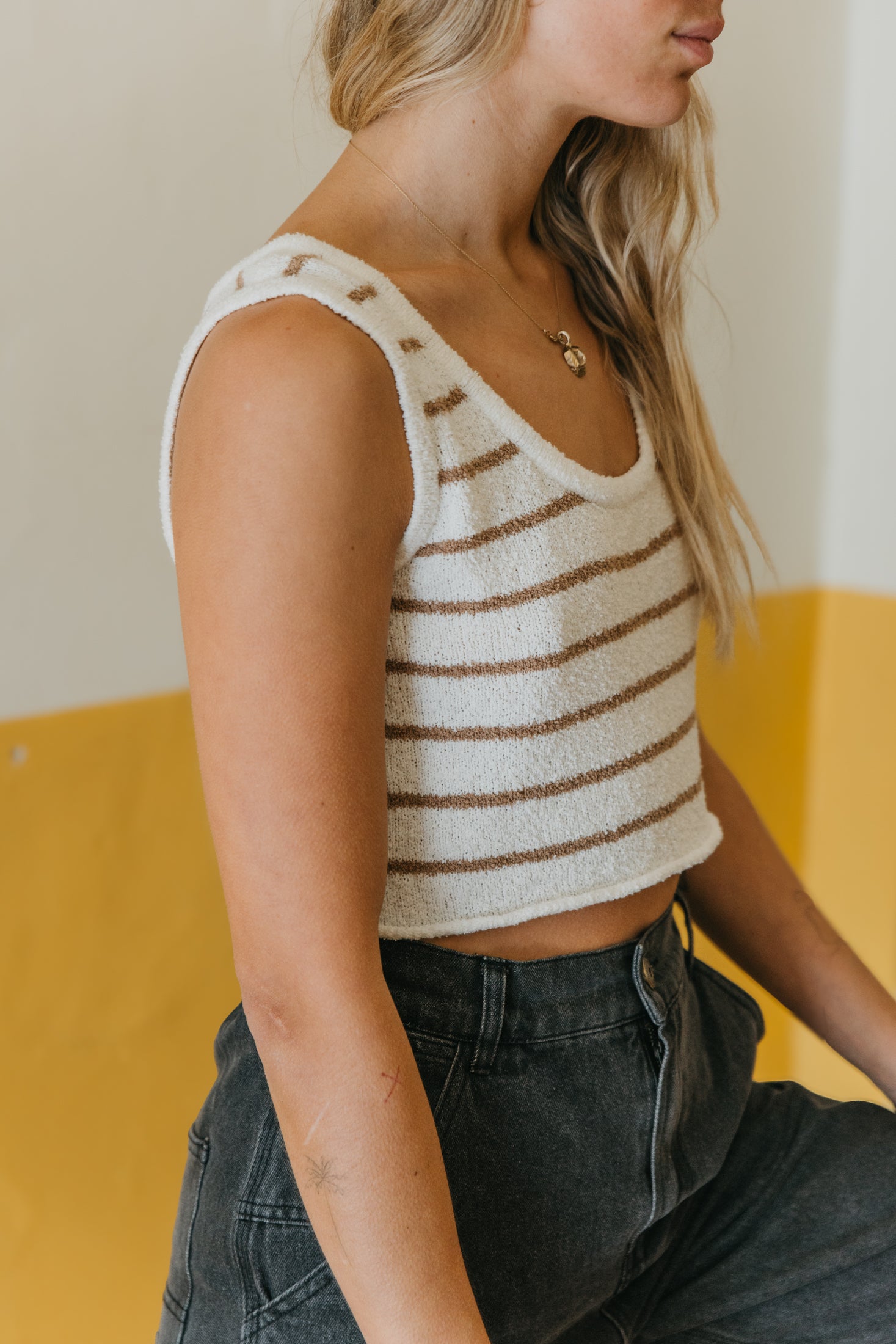 Brisa - Striped Textured Rib Knit Tank
