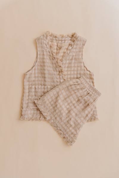 Lana Checkered Beige Shorts