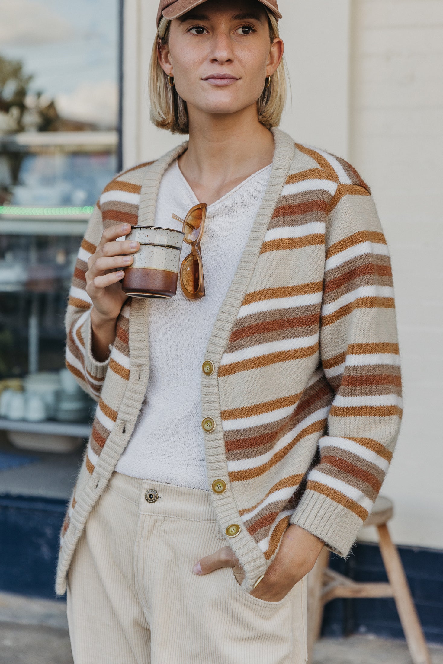 Candem ストライプニットカーディガン - レディース