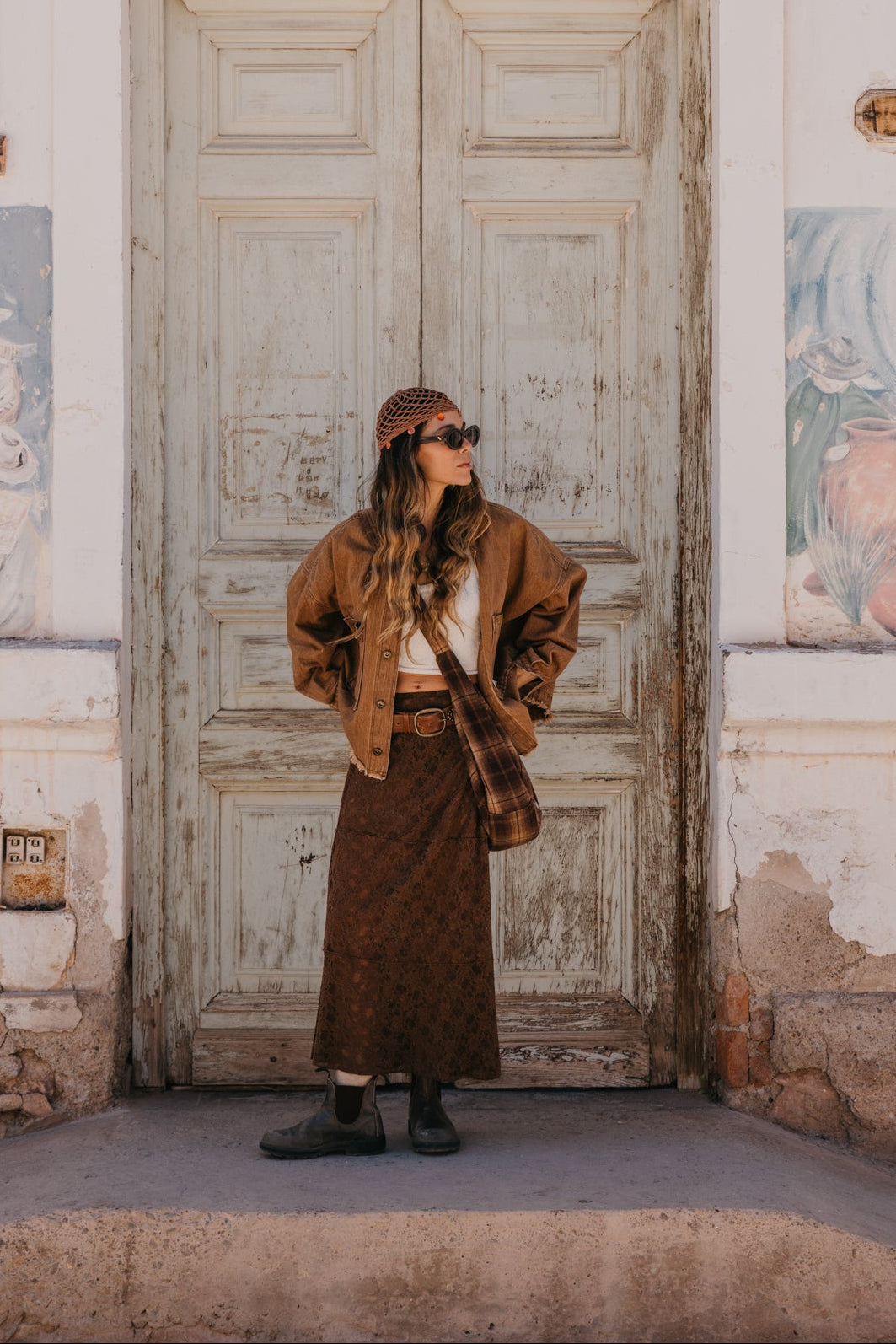 Moonlace - Brown Lace Midi Skirt