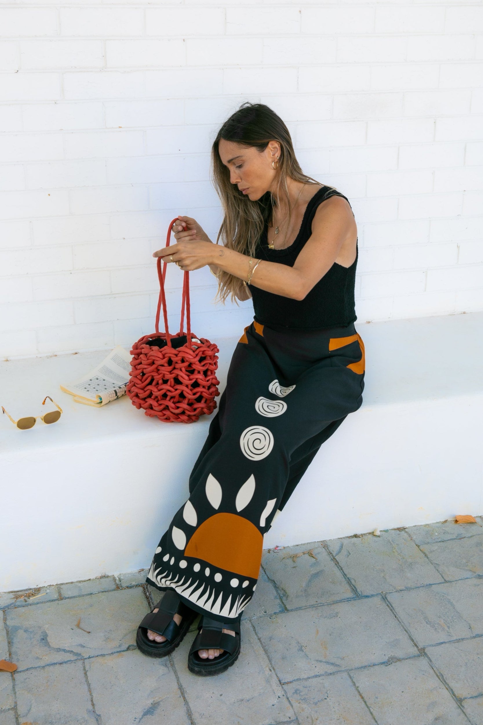 Maya - Black Textured Rib Knit Tank