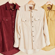 Load image into Gallery viewer, Cream Corduroy - Women Long Sleeve Shirt