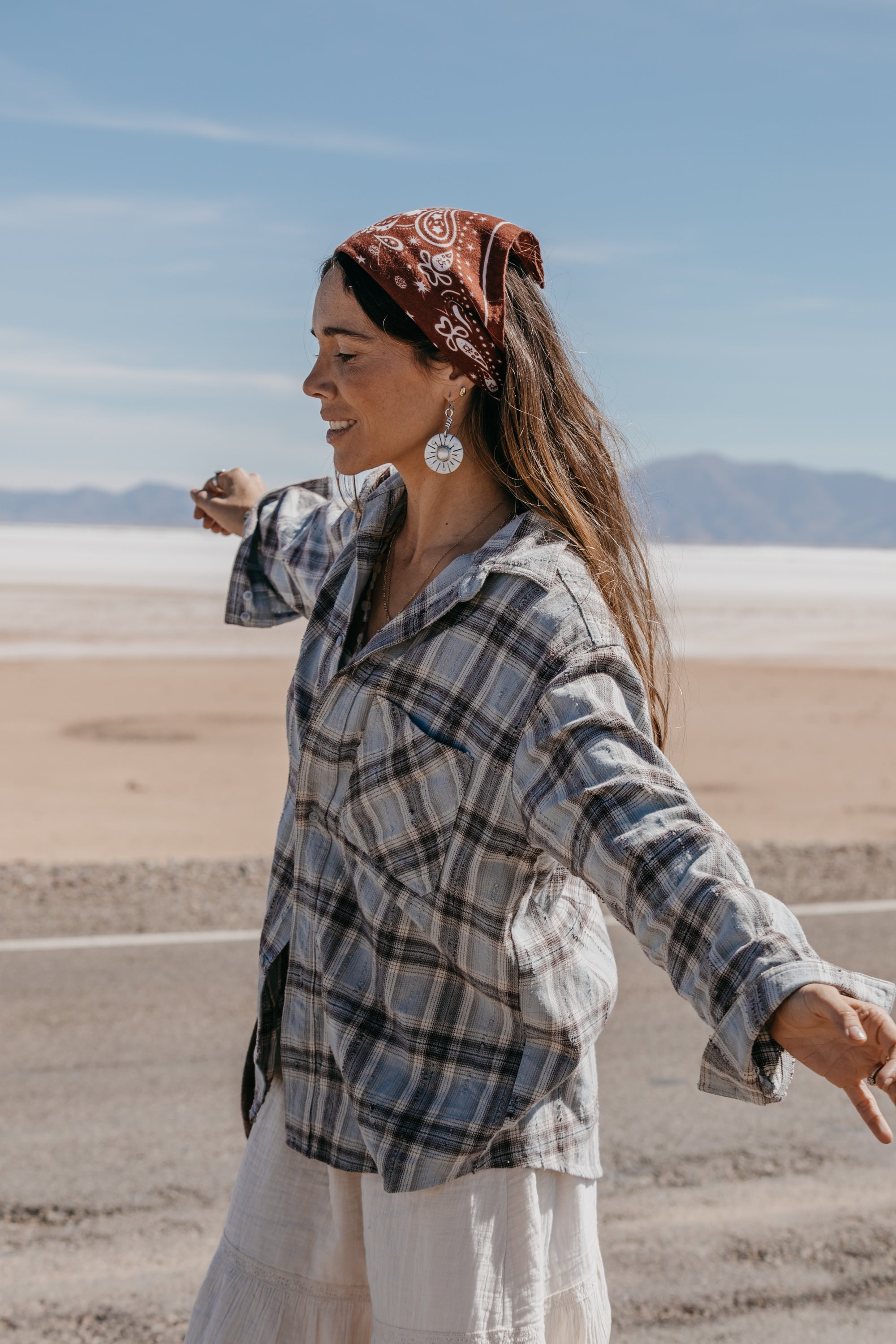 Evans Plaid Unisex Shirt - Distressed Blue Grey
