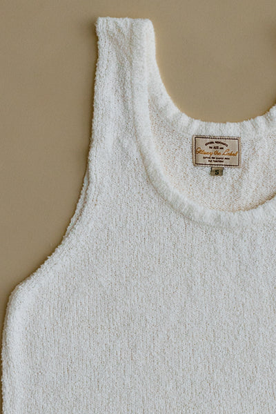 Maya - White Textured Rib Knit Tank