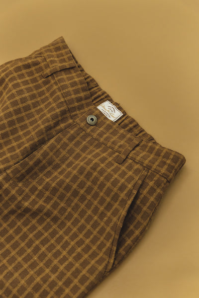 Kora - Unisex Brown Checked Pants