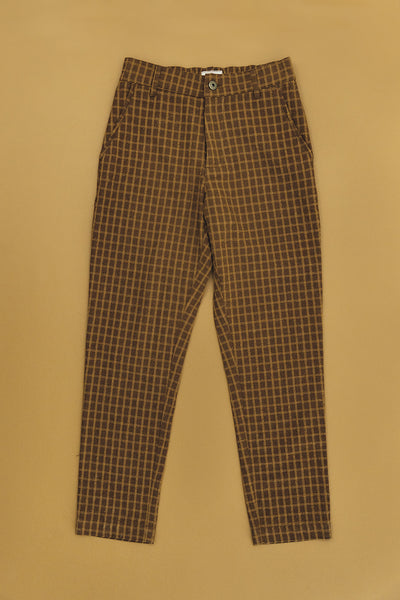 Kora - Unisex Brown Checked Pants