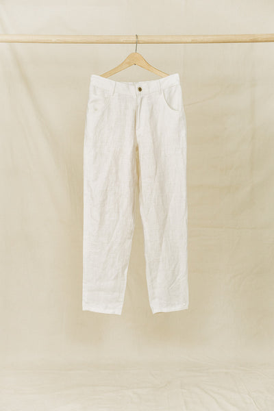 Miller - Textured Linen Pants - White