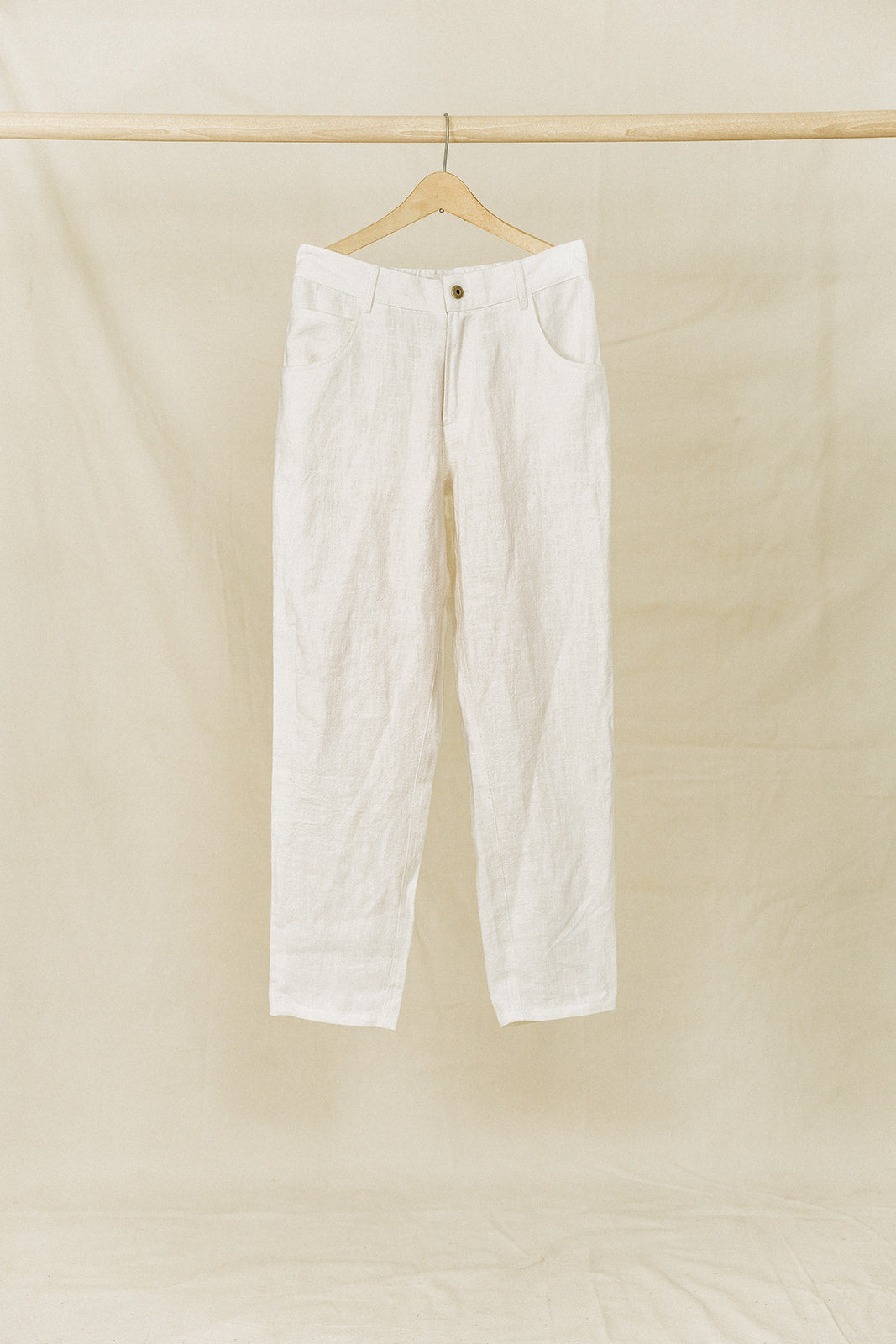 Miller - Unisex Textured Linen Pants - White