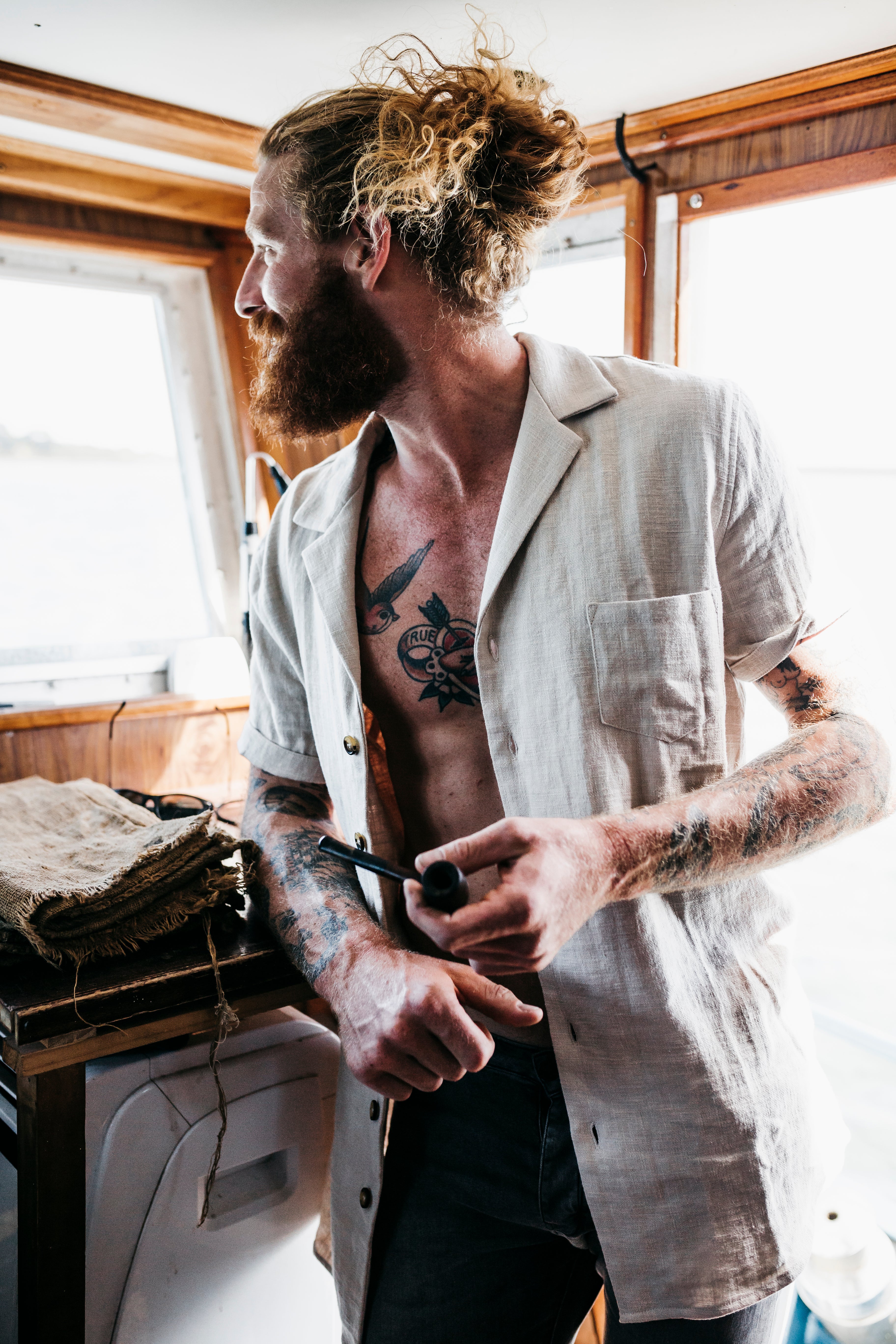 Whistler Cream - Ramie Short Sleeve Shirt