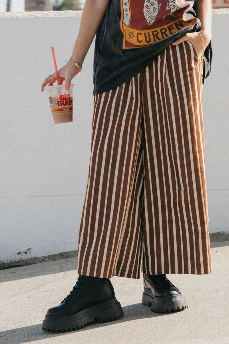 Gabbi Striped Mid-Waist Cord Pants main image 0