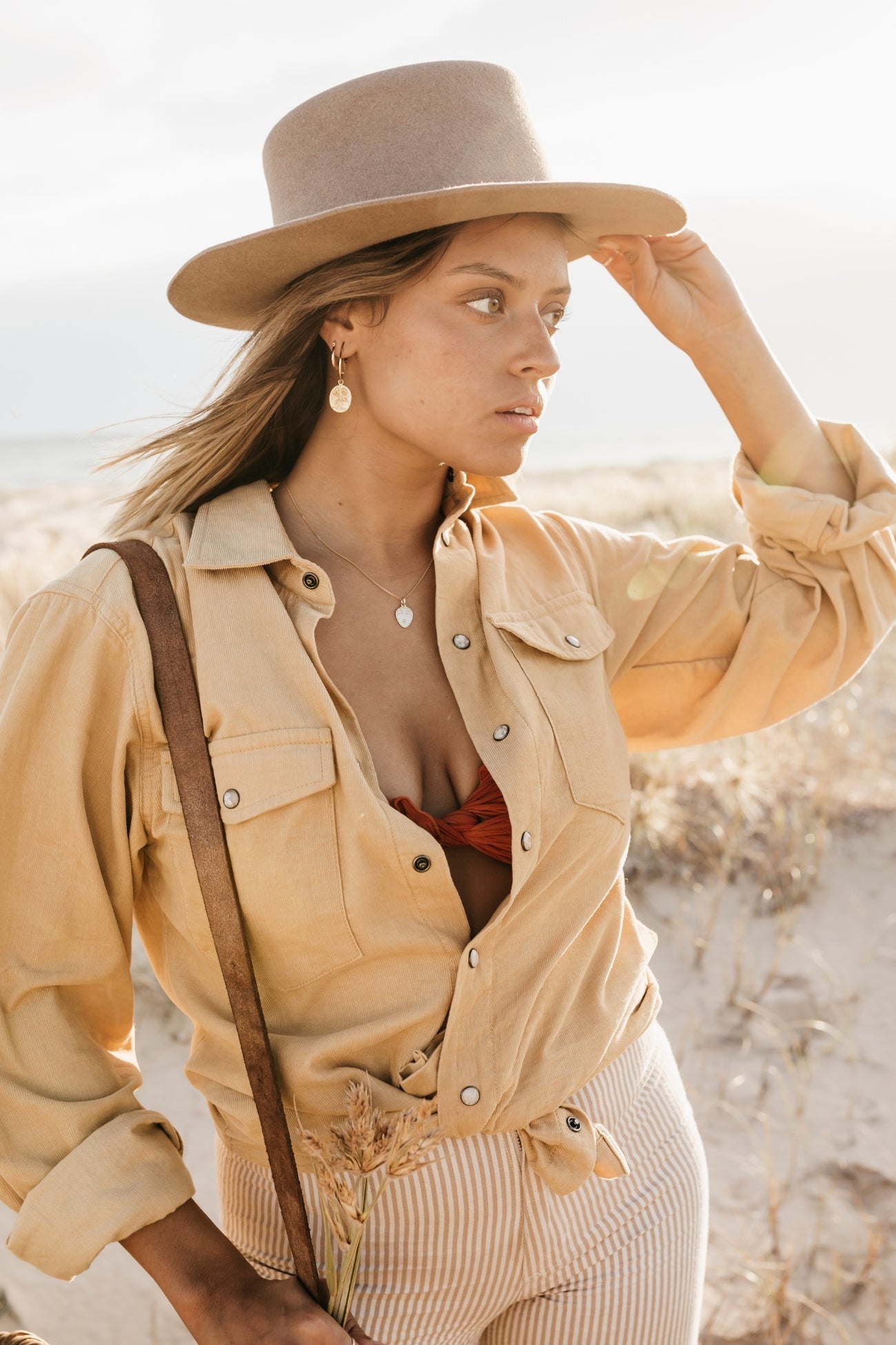 R&G Mustard - Women Corduroy Long Sleeve Shirt