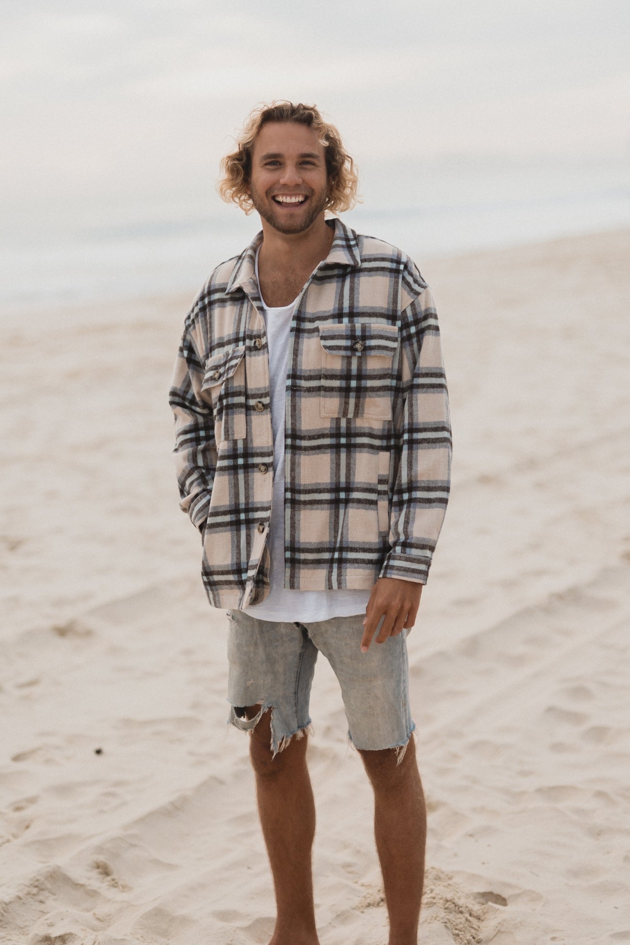 Lenny - Cream Flannel Shirt/Jacket