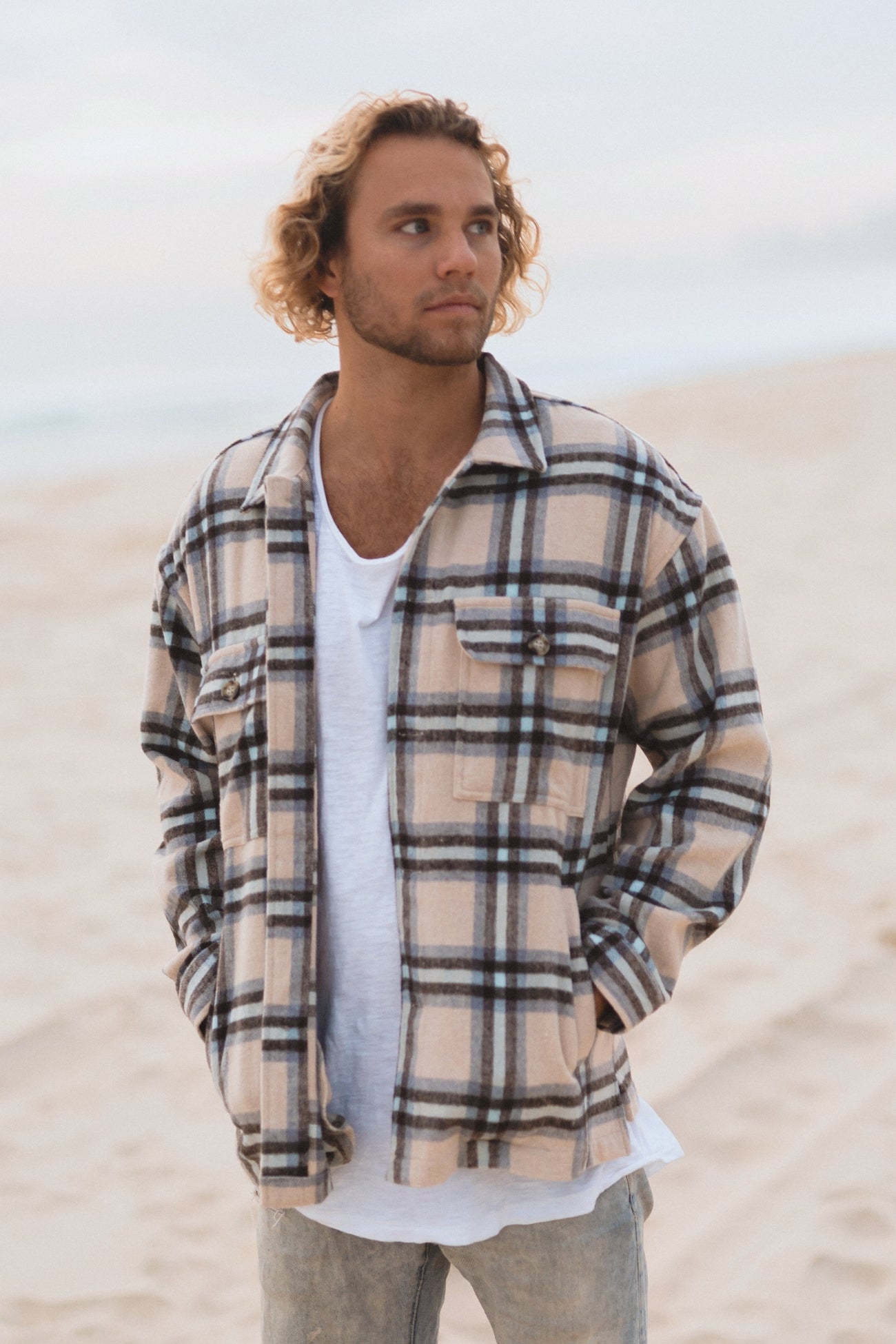 Lenny - Cream Flannel Shirt/Jacket