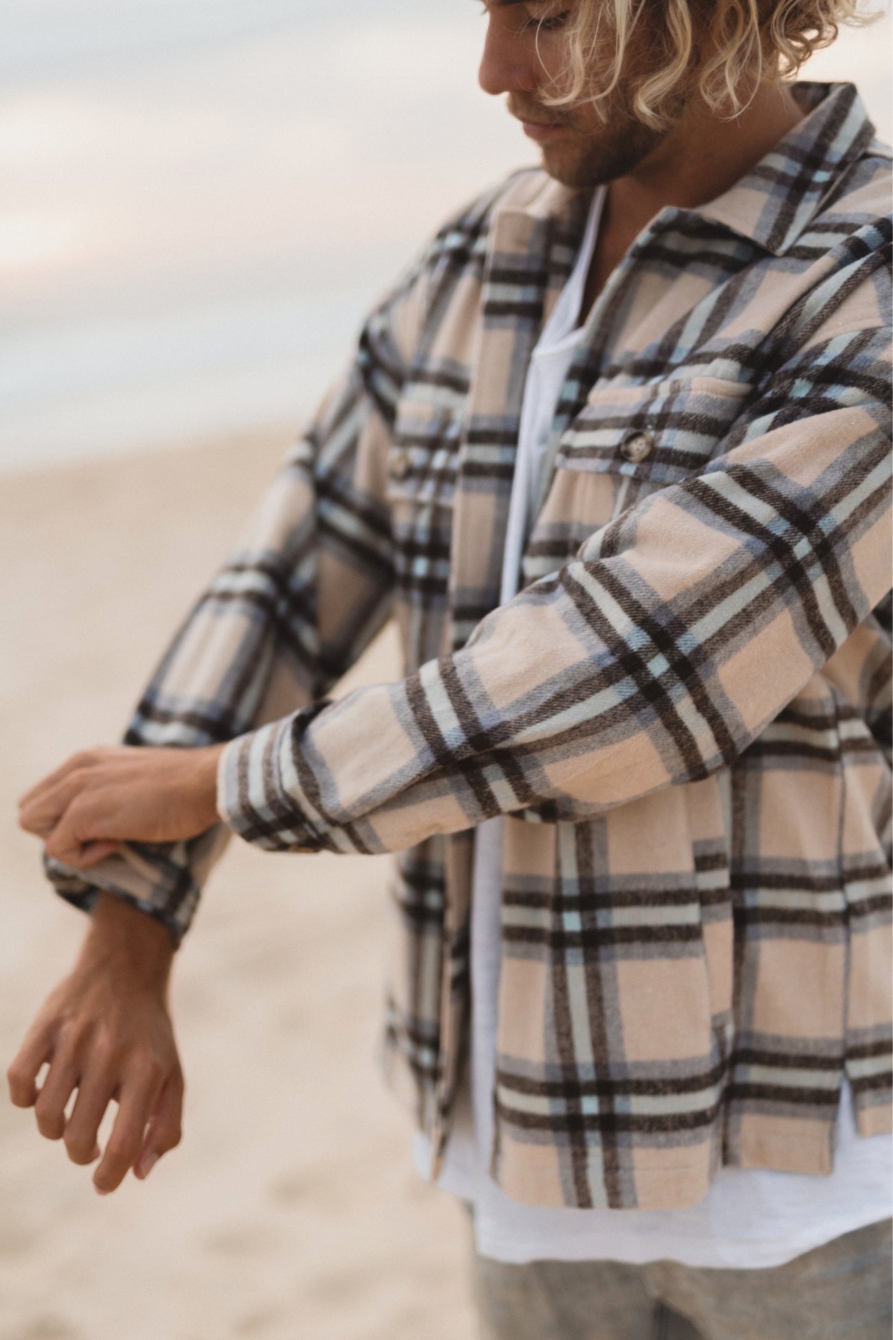 Lenny - Cream Flannel Shirt/Jacket