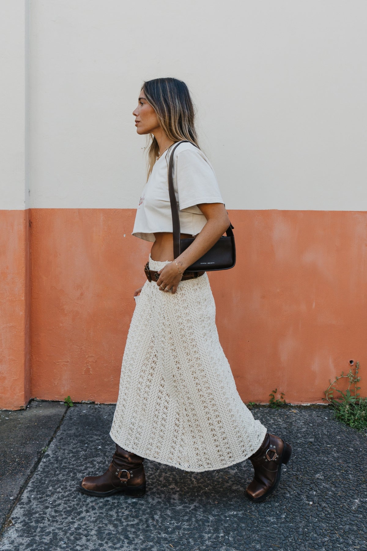 Midi Length Crochet Midi Skirt