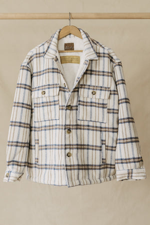 Blue and best sale white flannel jacket