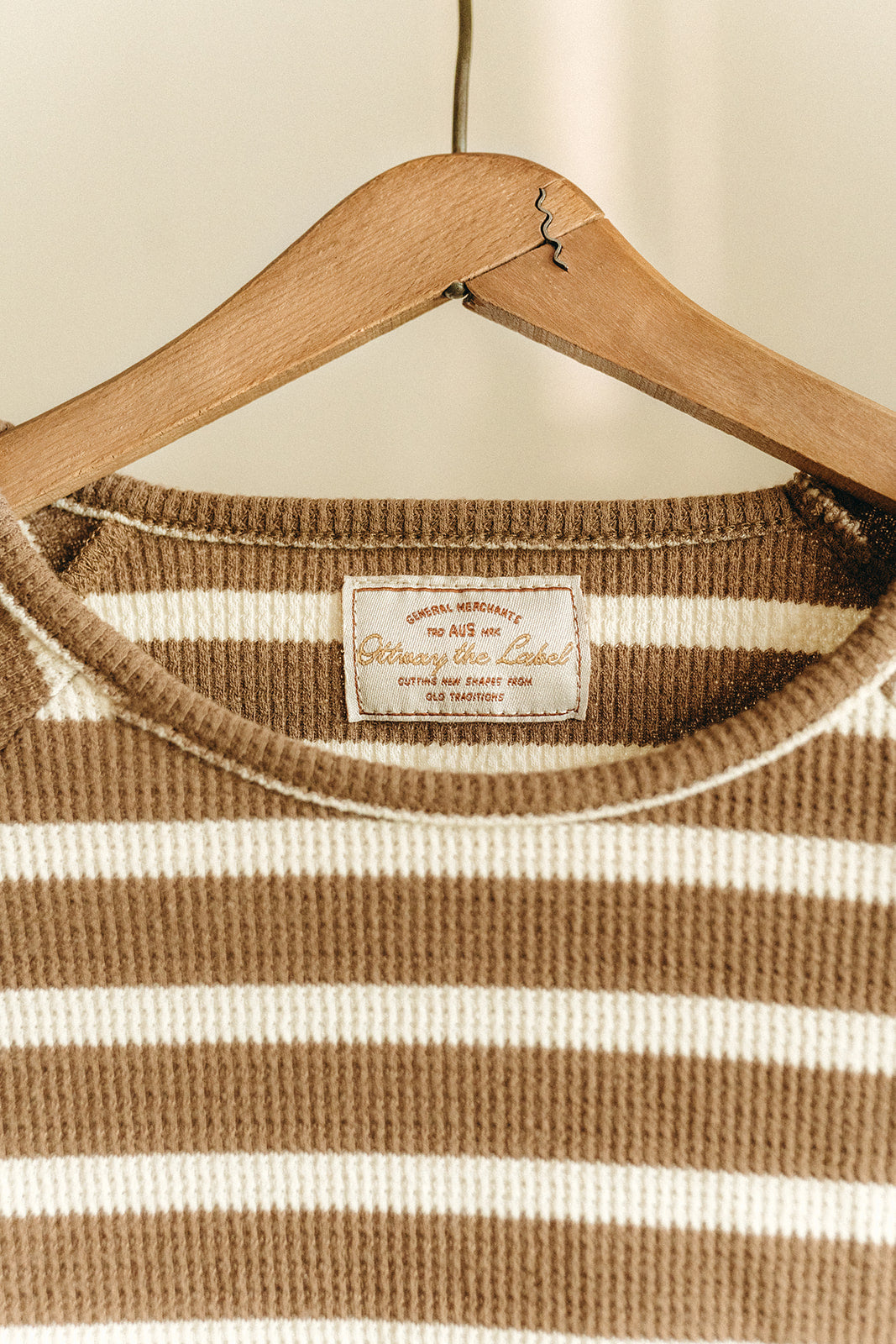 Nolan Striped Long Sleeve Unisex Kids T-Shirt - Brown and Cream