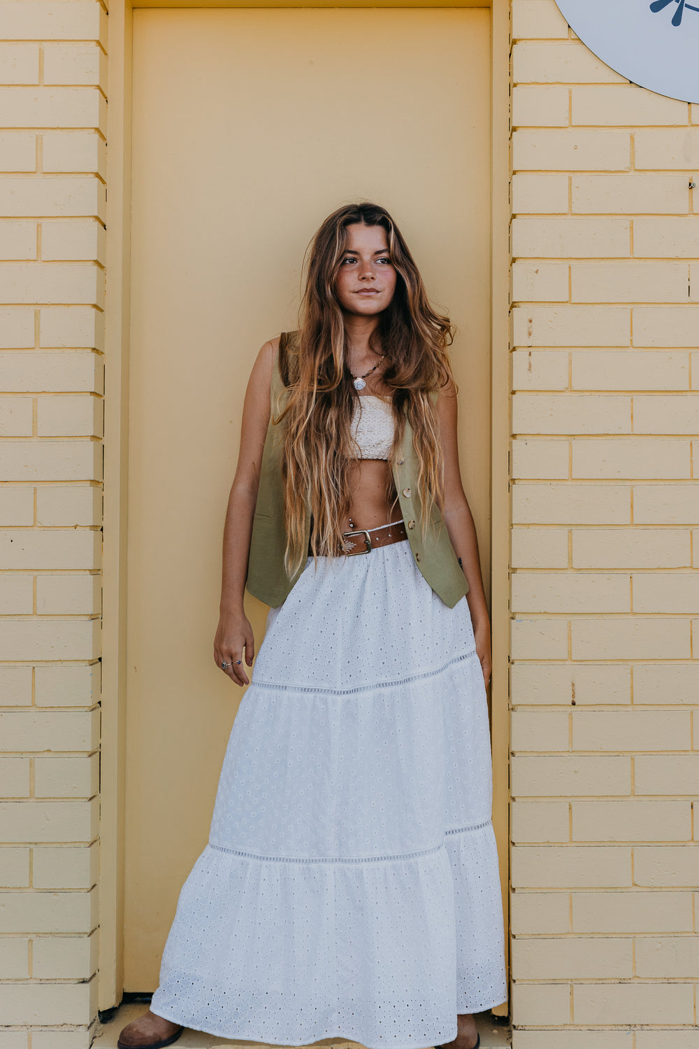 Sunnei - Embroidered Stretch Skirt - Off White