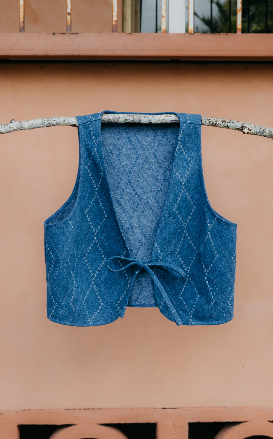 Indigo Cotton Fleece Vest