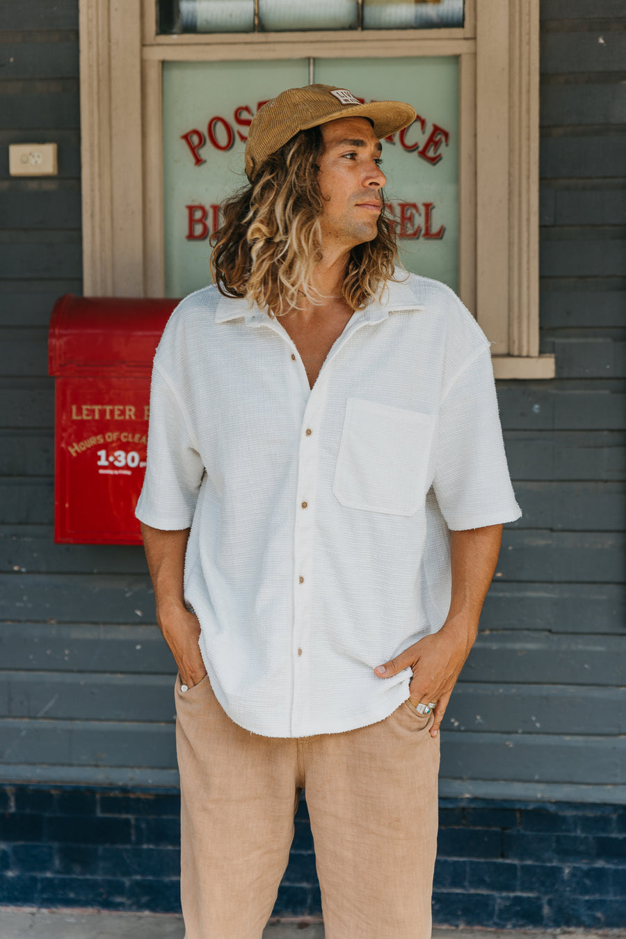 Wells - Textured Short Sleeve Shirt - White